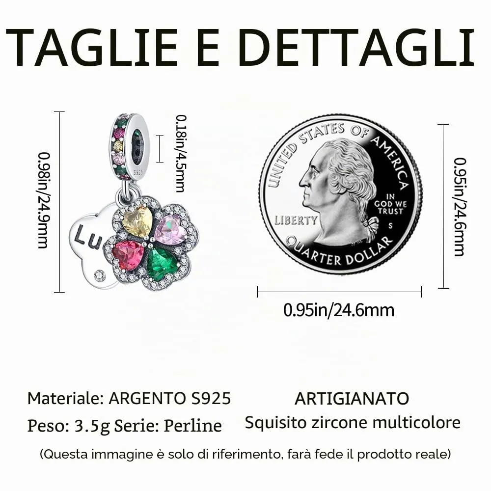 Pandach Bead Charm in Argento Sterling 925 con Cubic Zirconia per Braccialetti e Collane Europei - immagine 3
