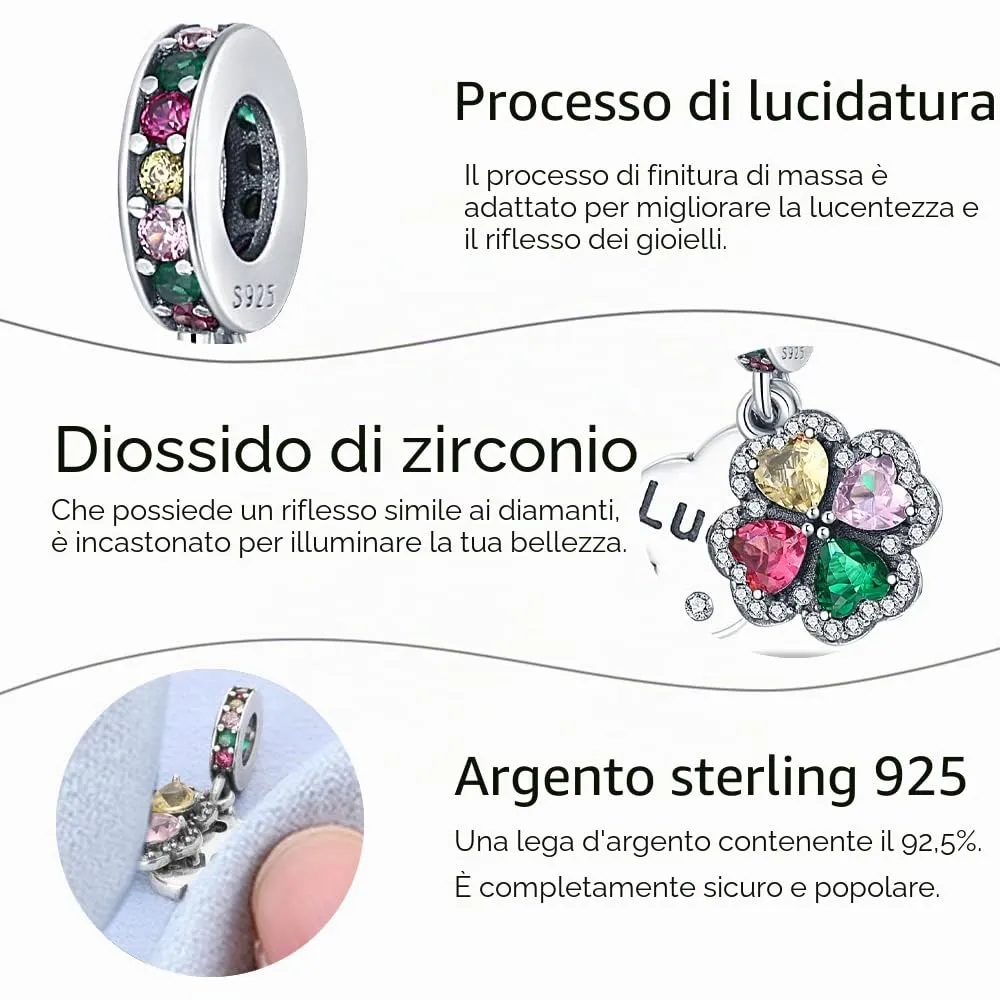 Pandach Bead Charm in Argento Sterling 925 con Cubic Zirconia per Braccialetti e Collane Europei - immagine 4