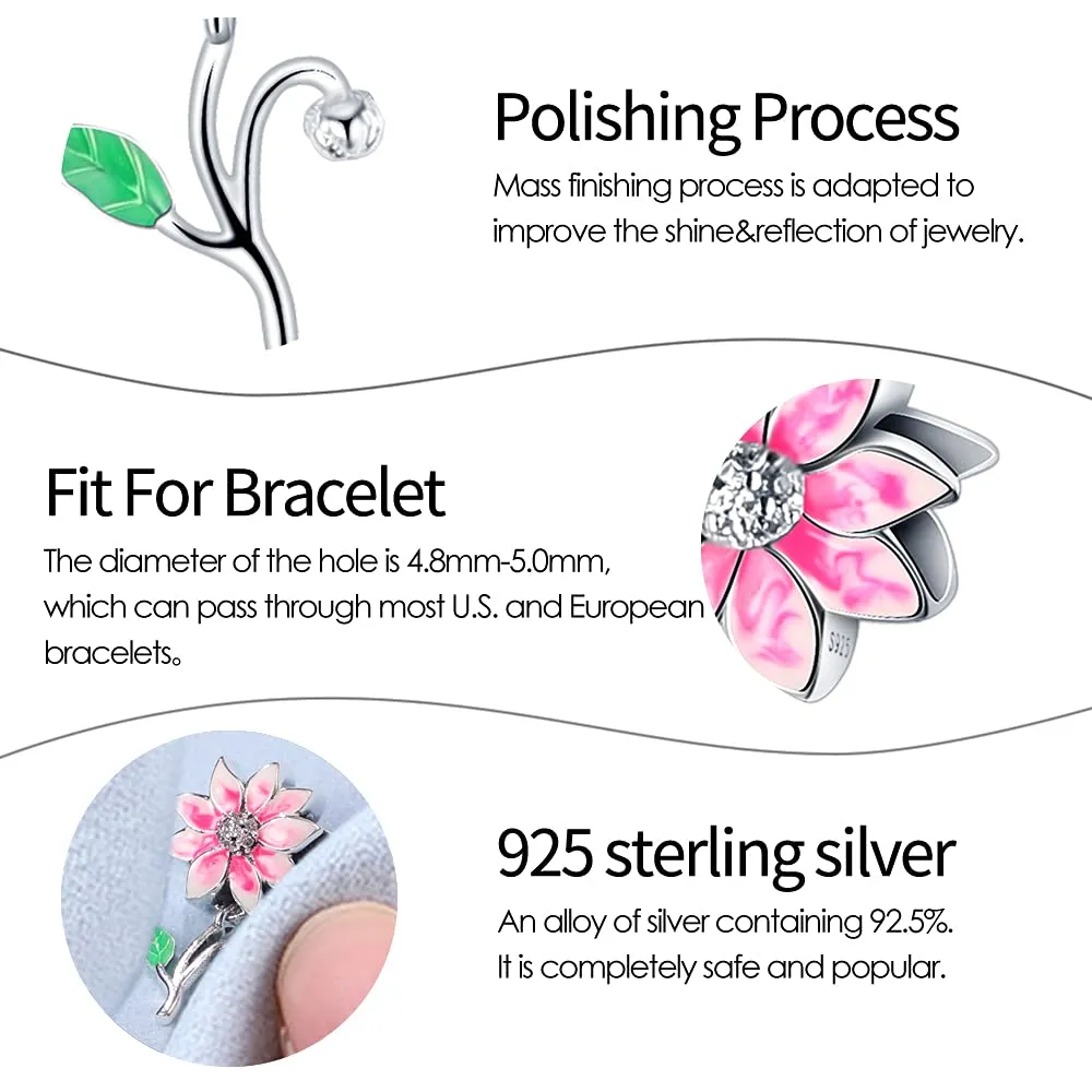 Pandach Bead Charm in Argento Sterling 925 con Cubic Zirconia per Braccialetti e Collane Europei - immagine 4