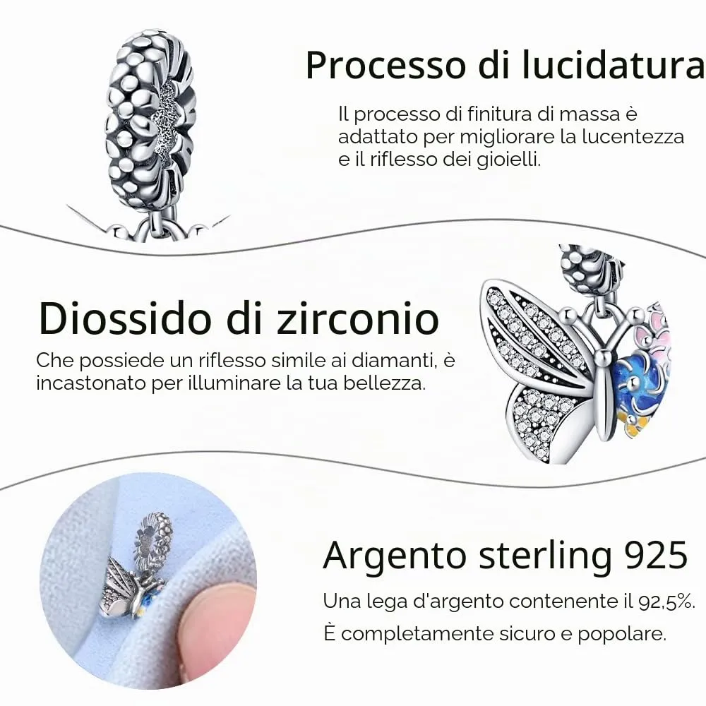 Pandach Bead Charm in Argento Sterling 925 con Cubic Zirconia per Braccialetti e Collane europei - immagine 5