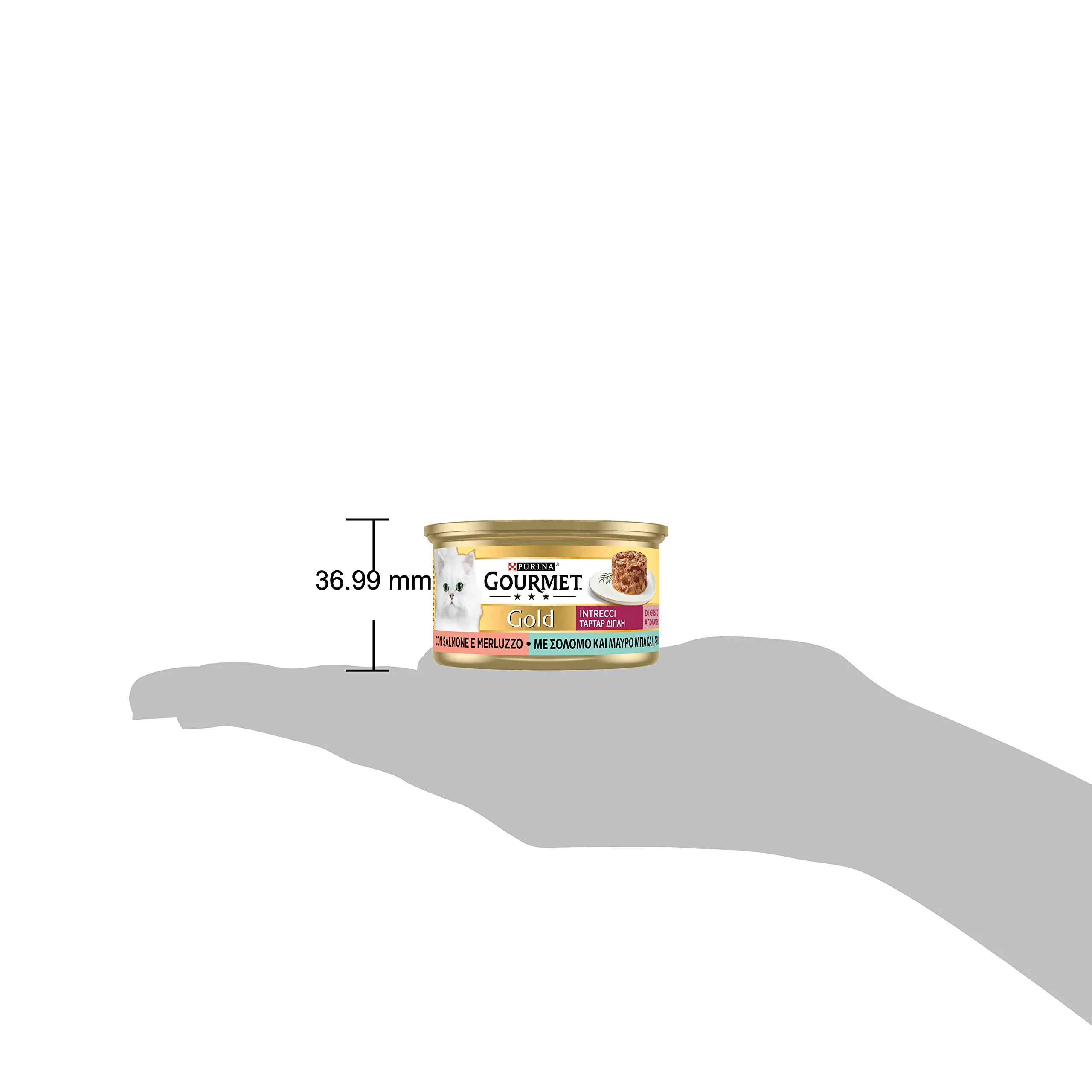 Gourmet Gold Intrecci di gusto Cibo Umido per Gatti Adulti Tortino con Salmone e Merluzzo, 24 Lattine da 85g - immagine 4