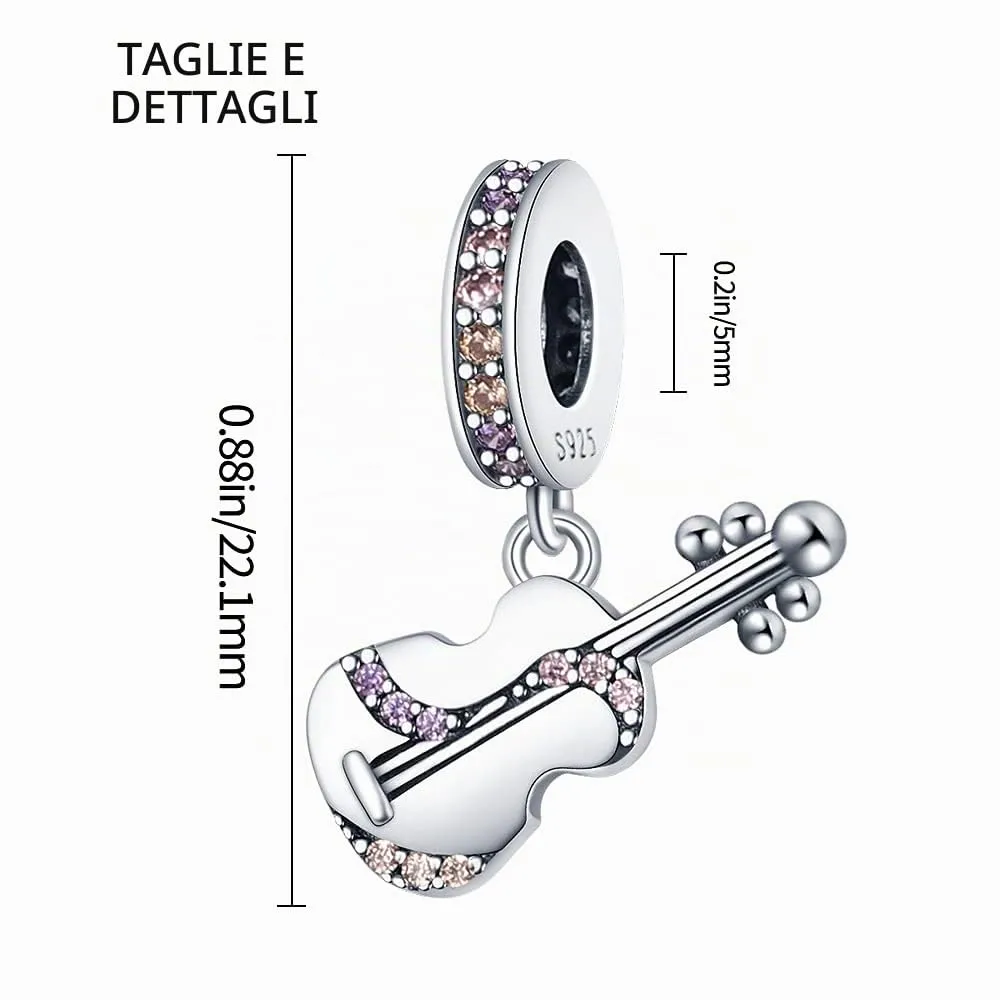 Pandach Bead Charm Ciondolo Argento Sterling 925 con Cubic Zirconia per Braccialetti e Collane europei - immagine 6