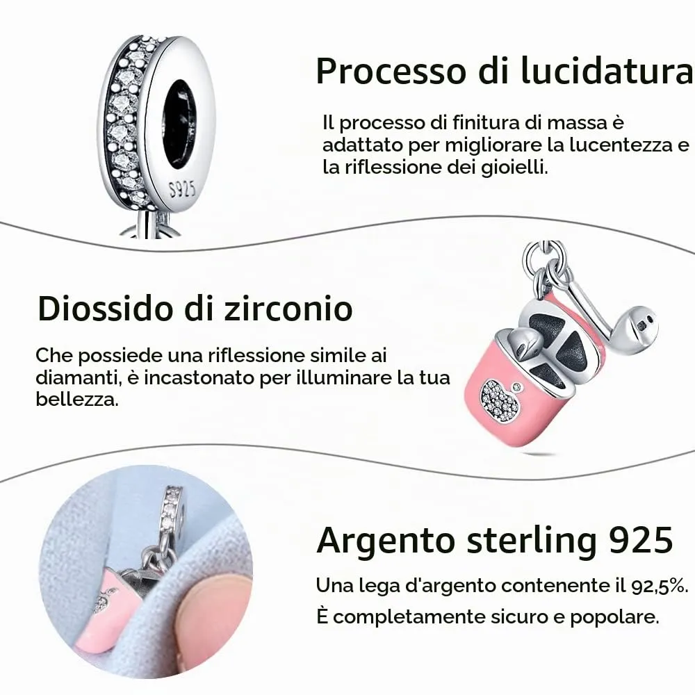 Pandach Bead Charm in Argento Sterling 925 con Cubic Zirconia per Braccialetti e Collane - immagine 6