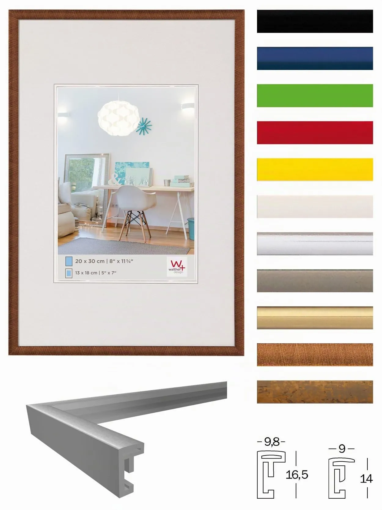 Walther Design New Lifestyle Cornice Argento 13 x 13 cm KV313S - immagine 2