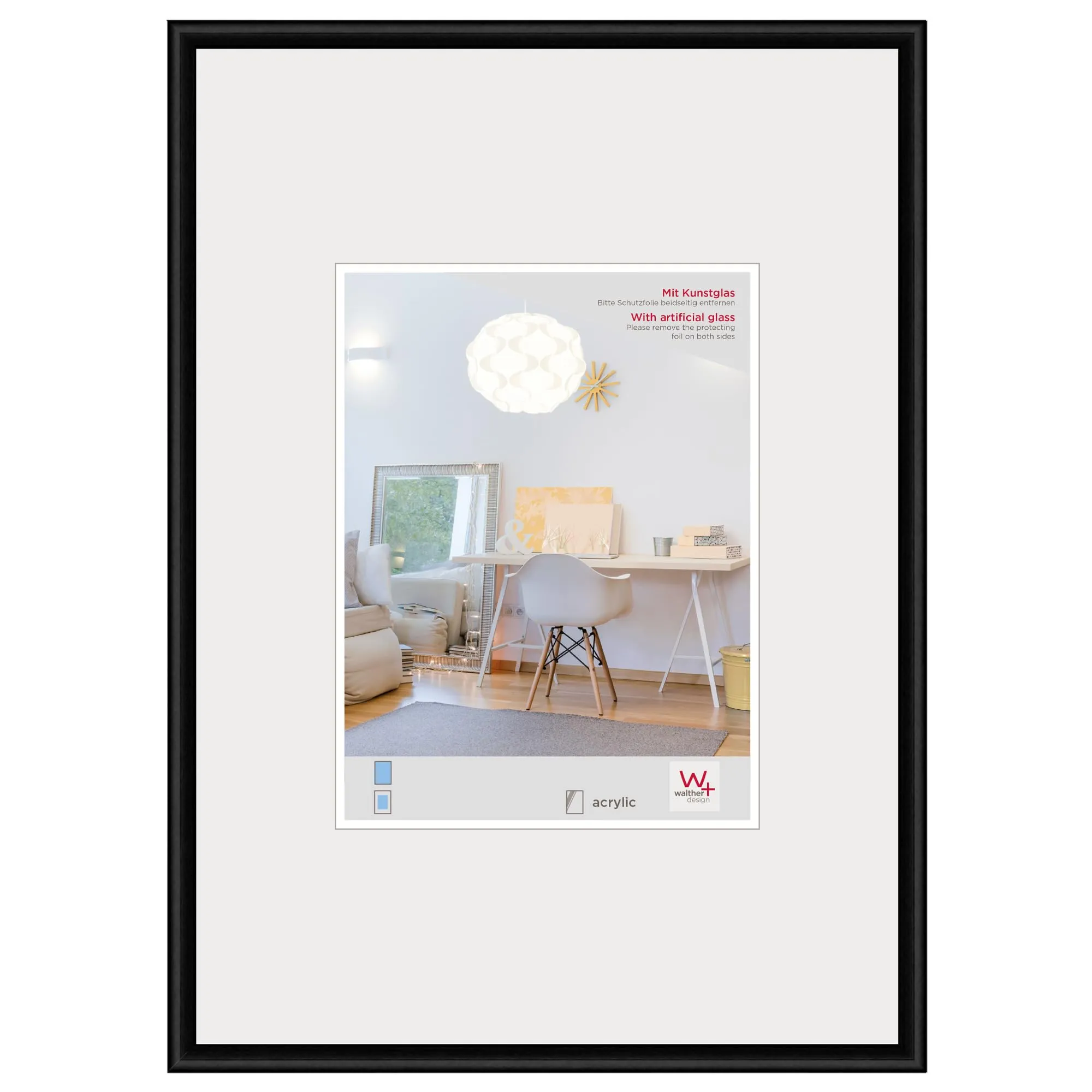 Walther Design New Lifestyle Frame, Black, 42 x 59.4 cm (DIN A2), KVX426B - immagine 1