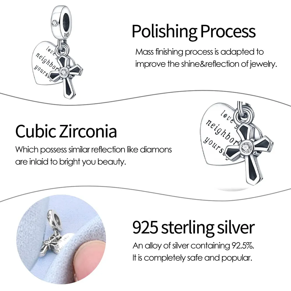 Pandach Bead Charm Ciondolo Argento Sterling 925 con Cubic Zirconia per Braccialetti e Collane Europei - immagine 4