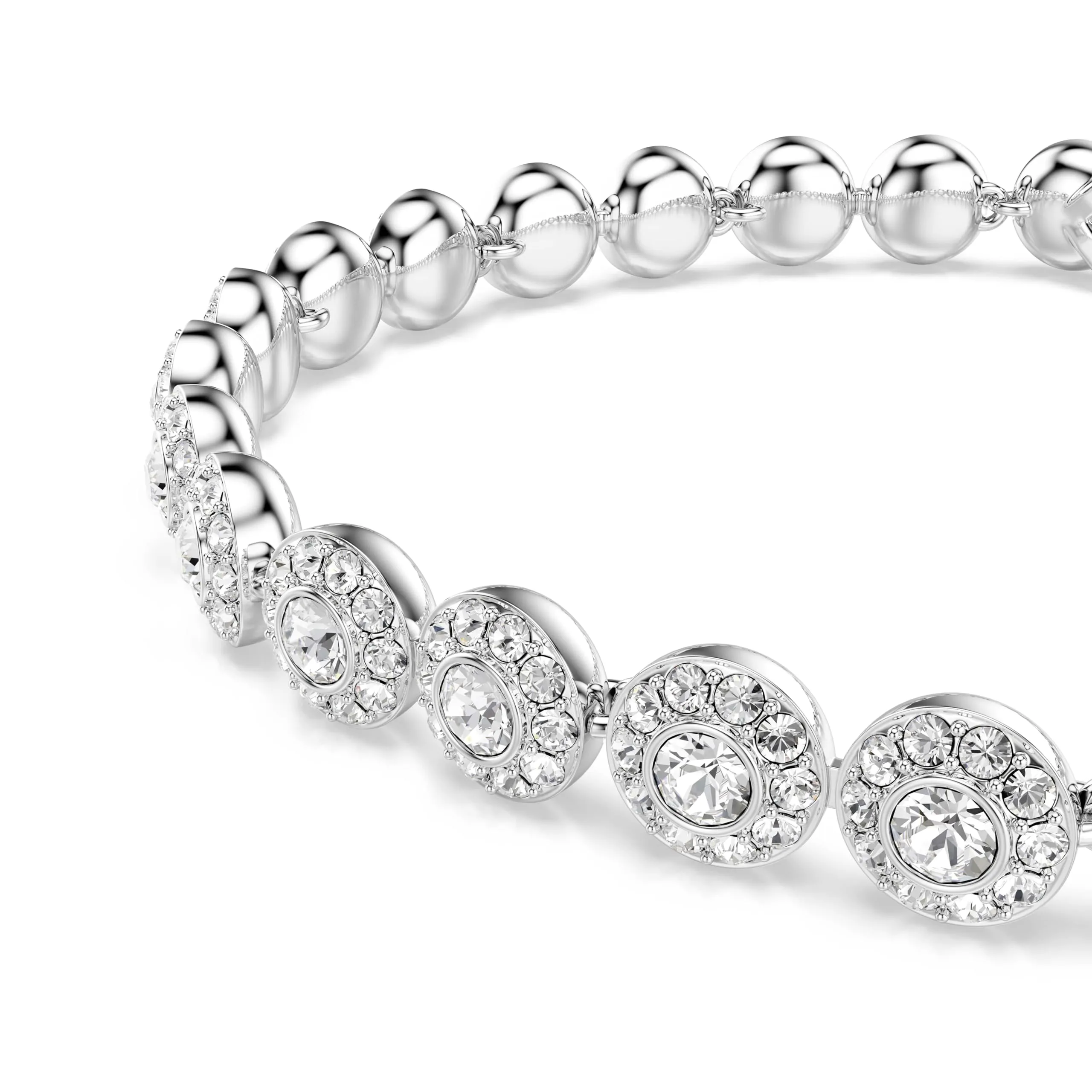 Swarovski Bracciale Tennis Angelic, Taglio Round, Bianco, Placcato Rodio - immagine 2