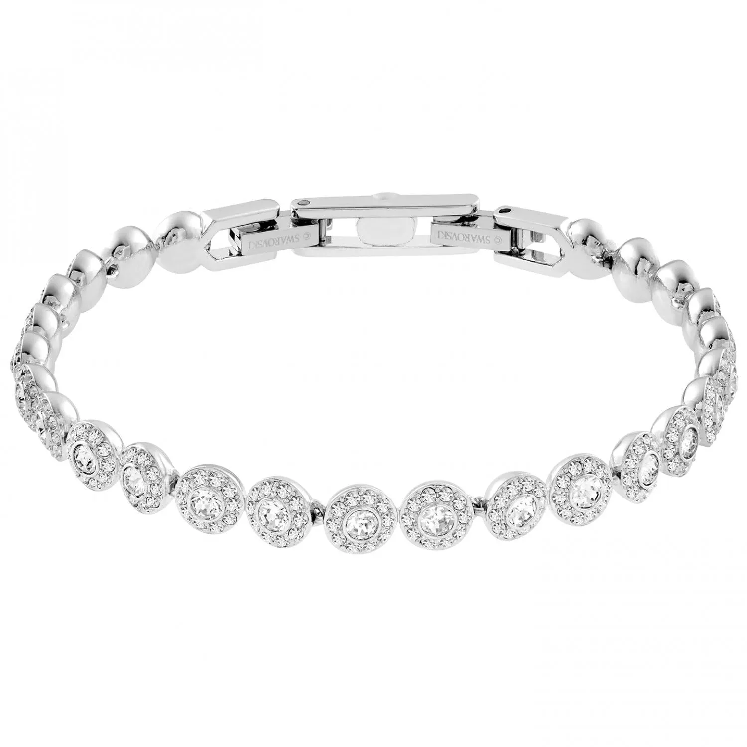 Swarovski Bracciale Tennis Angelic, Taglio Round, Bianco, Placcato Rodio - immagine 4