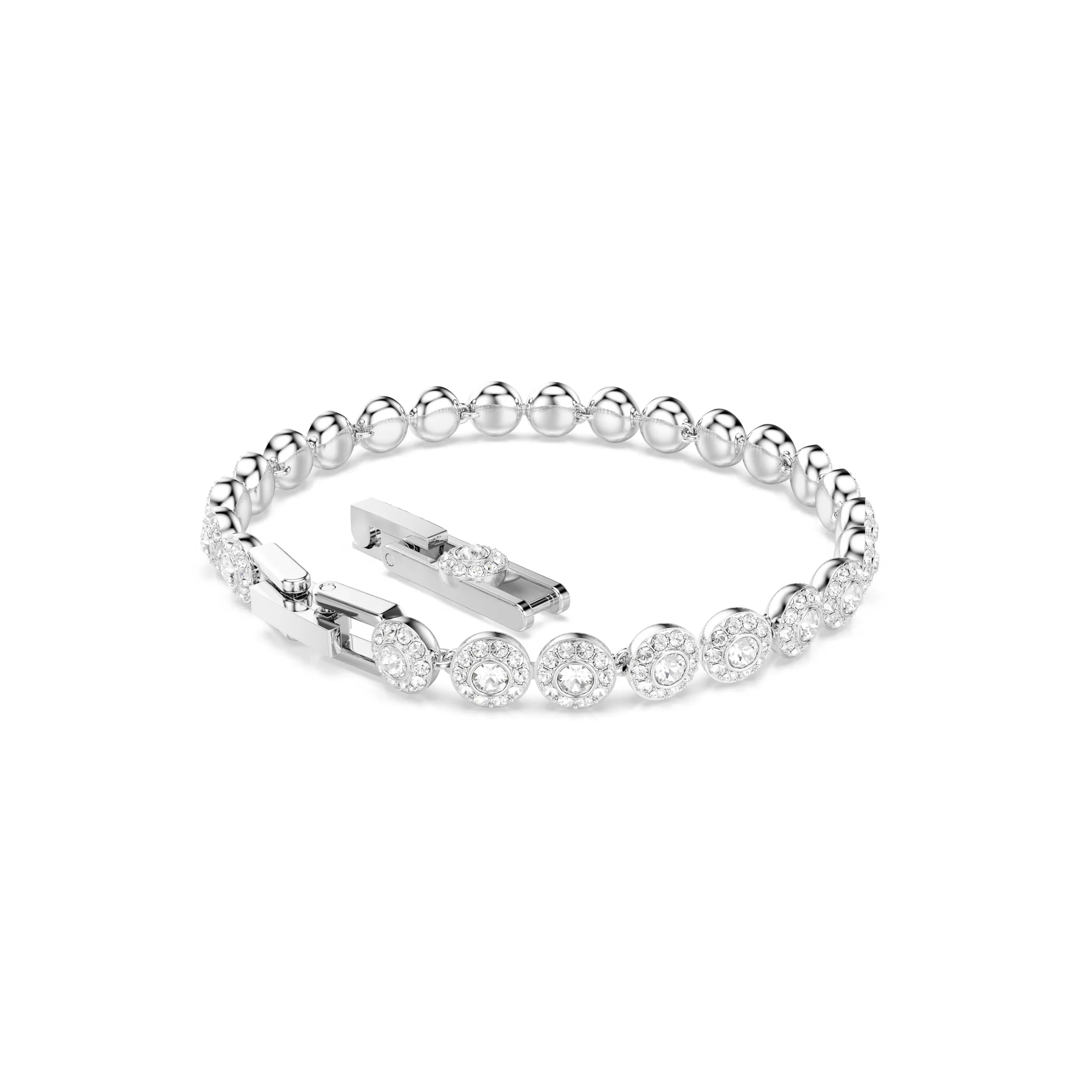 Swarovski Bracciale Tennis Angelic, Taglio Round, Bianco, Placcato Rodio - immagine 5