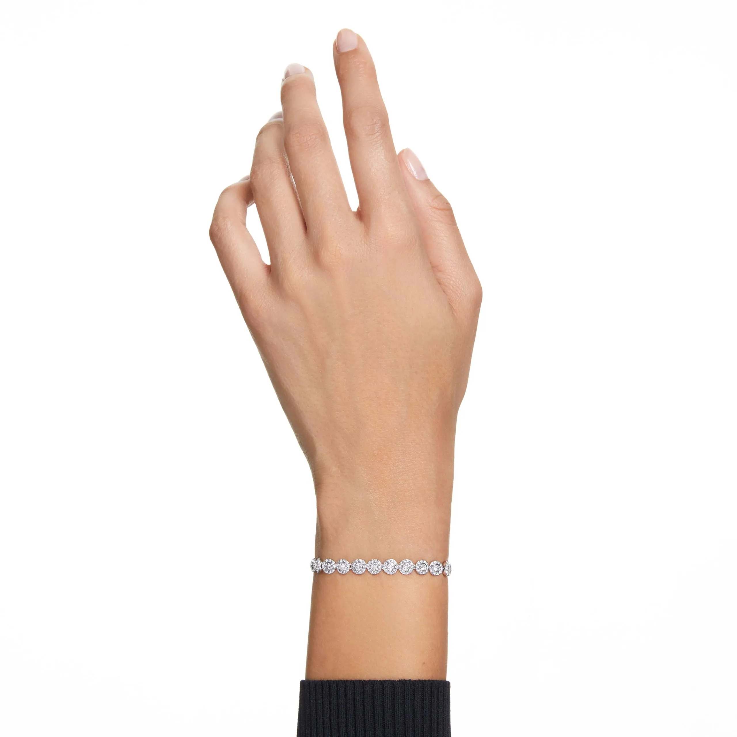 Swarovski Bracciale Tennis Angelic, Taglio Round, Bianco, Placcato Rodio - immagine 6
