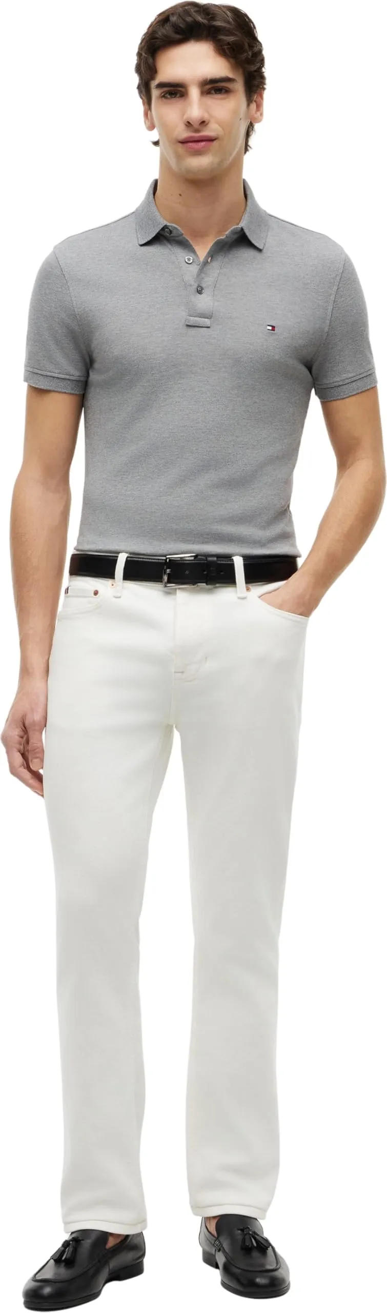 Tommy Hilfiger Polo Maniche Corte 1985 Slim Fit, Grigio (Medium Grey Heather), XL - immagine 5