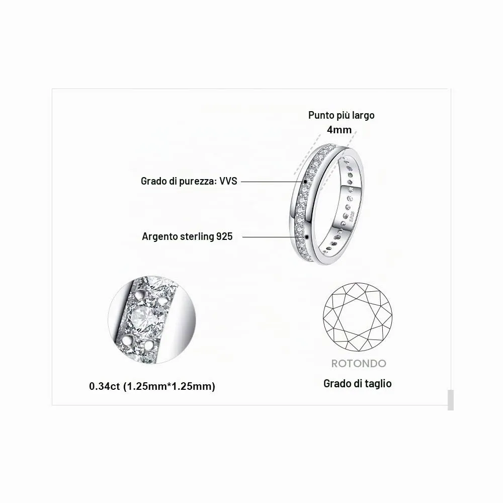 JewelryPalace Anelli in Argento 925, Fedine con Zirconi a Canale, Set Bande Eternità per Donna - immagine 2