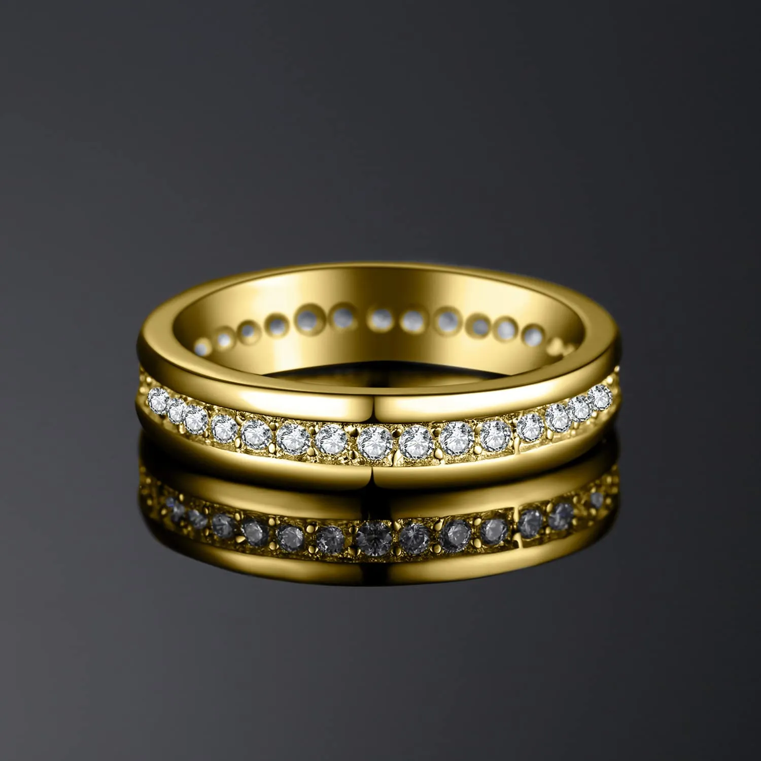 JewelryPalace Anello Donna in Argento 925 con Zirconi, Fedina Dorata, Taglia 10.5 - immagine 5