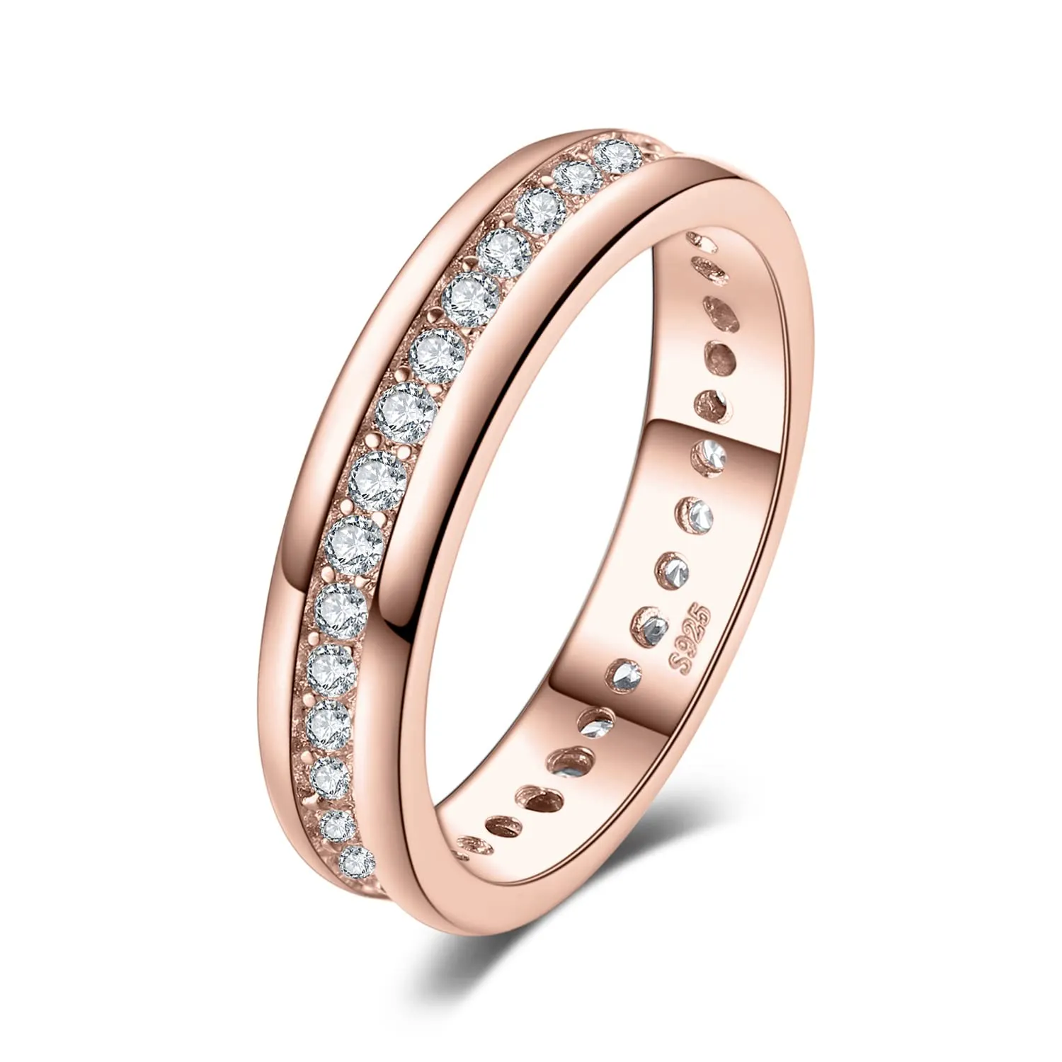 JewelryPalace Anello Donna Argento 925 Oro Rosa con Zirconi, Taglia 16 - immagine 1