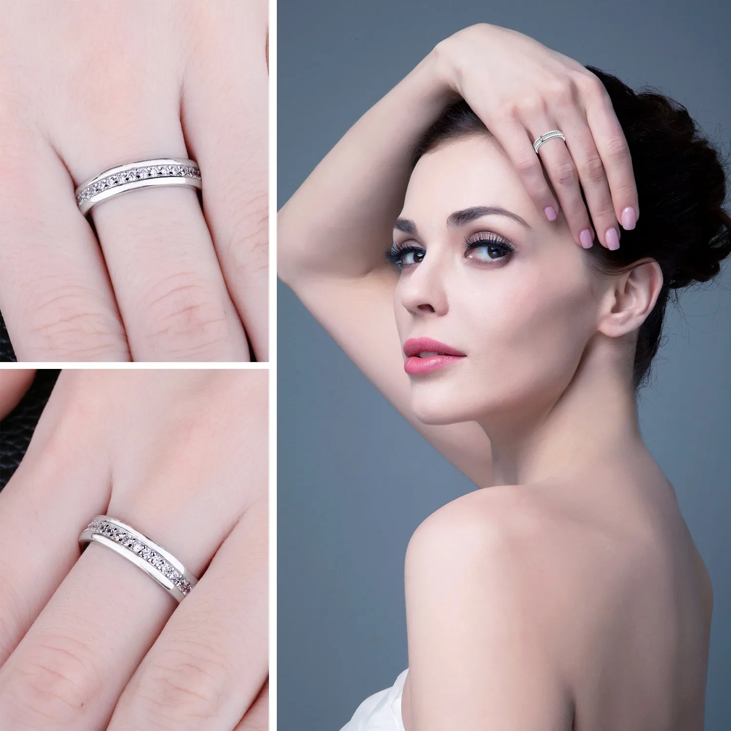 JewelryPalace Anelli Donna Argento 925 con Zirconi, Set Fedine Eternità Canale - immagine 4