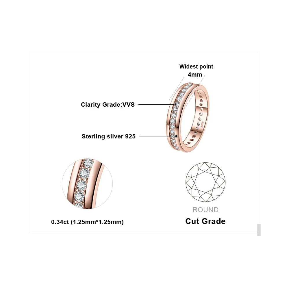 JewelryPalace Anello Donna in Argento 925 Oro Rosa con Zirconi, Set Bande Eternità, Taglia 53 mm - immagine 2