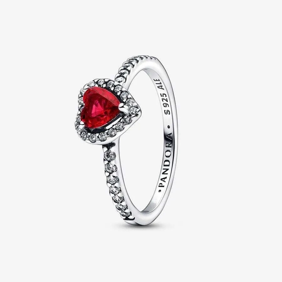 Pandora Timeless Anello con cuore in argento sterling, cristallo rosso ciliegia Jubilee e zirconi cubici trasparenti, 56 - immagine 2
