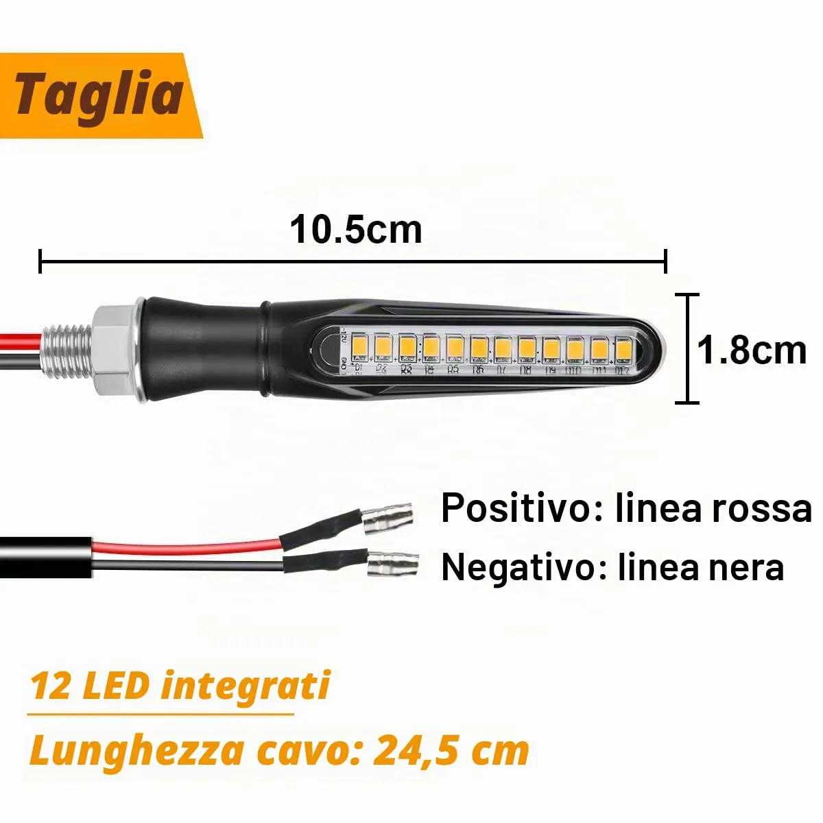 URAQT Indicatori di Direzione LED per Moto 12V, Modalità Flowing, Impermeabili, Universali per Scooter Quad Cruiser Off Road (Set da 4) - immagine 2