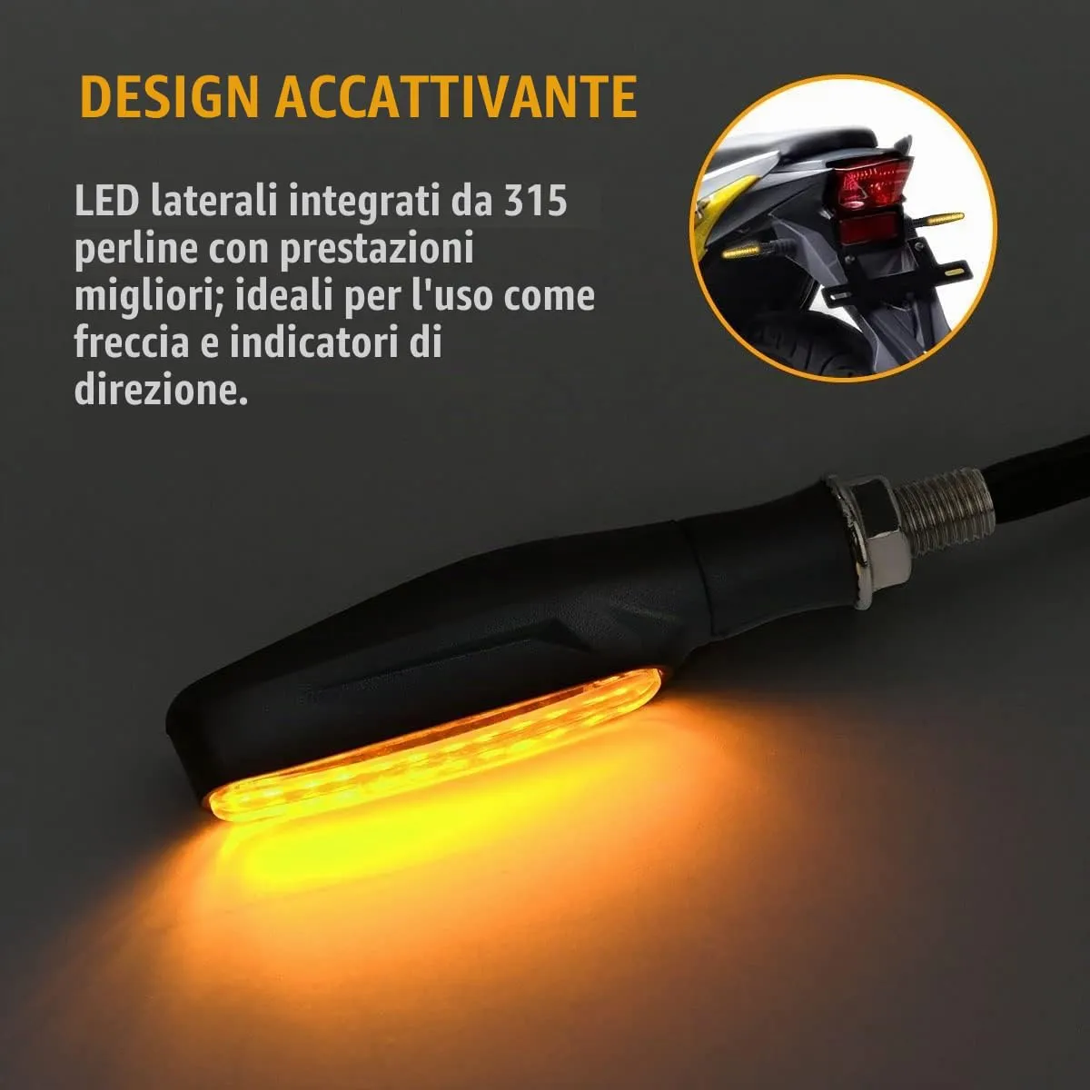 URAQT Indicatori di Direzione LED per Moto 12V, Modalità Flowing, Impermeabili, Universali per Scooter Quad Cruiser Off Road (Set da 4) - immagine 4