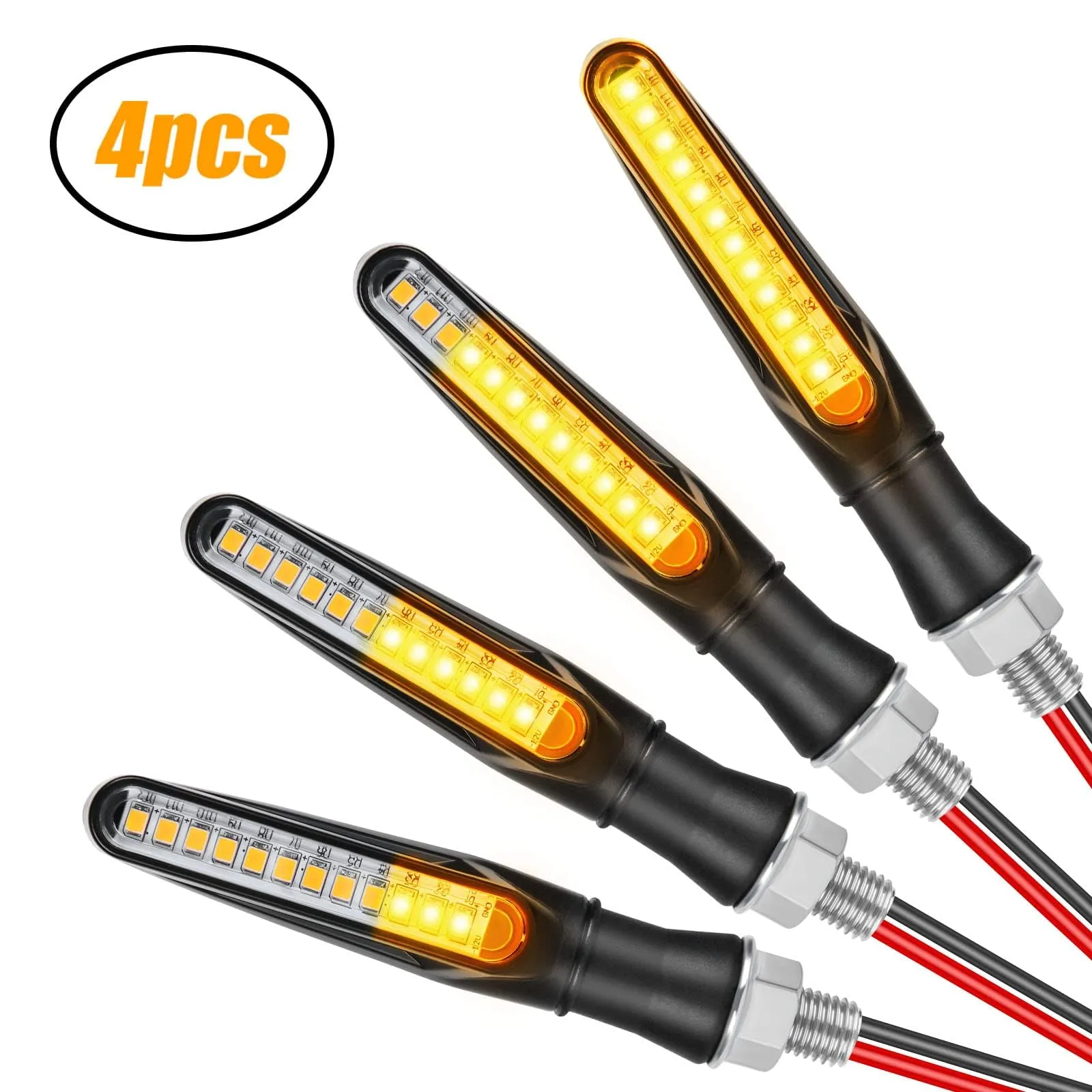 URAQT Indicatori di Direzione LED per Moto 12V, Modalità Flowing, Impermeabili, Universali per Scooter Quad Cruiser Off Road (Set da 4) - immagine 9