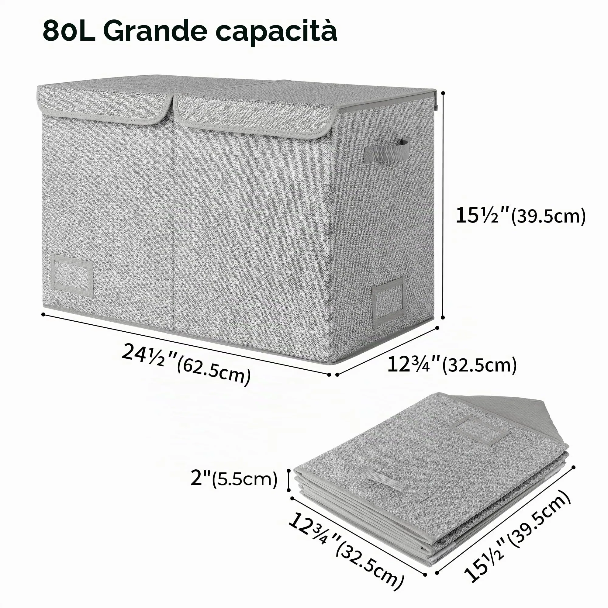 GRANNY SAYS Scatola Porta Giochi con Coperchio e Divisorio, XL, Grigio - immagine 4