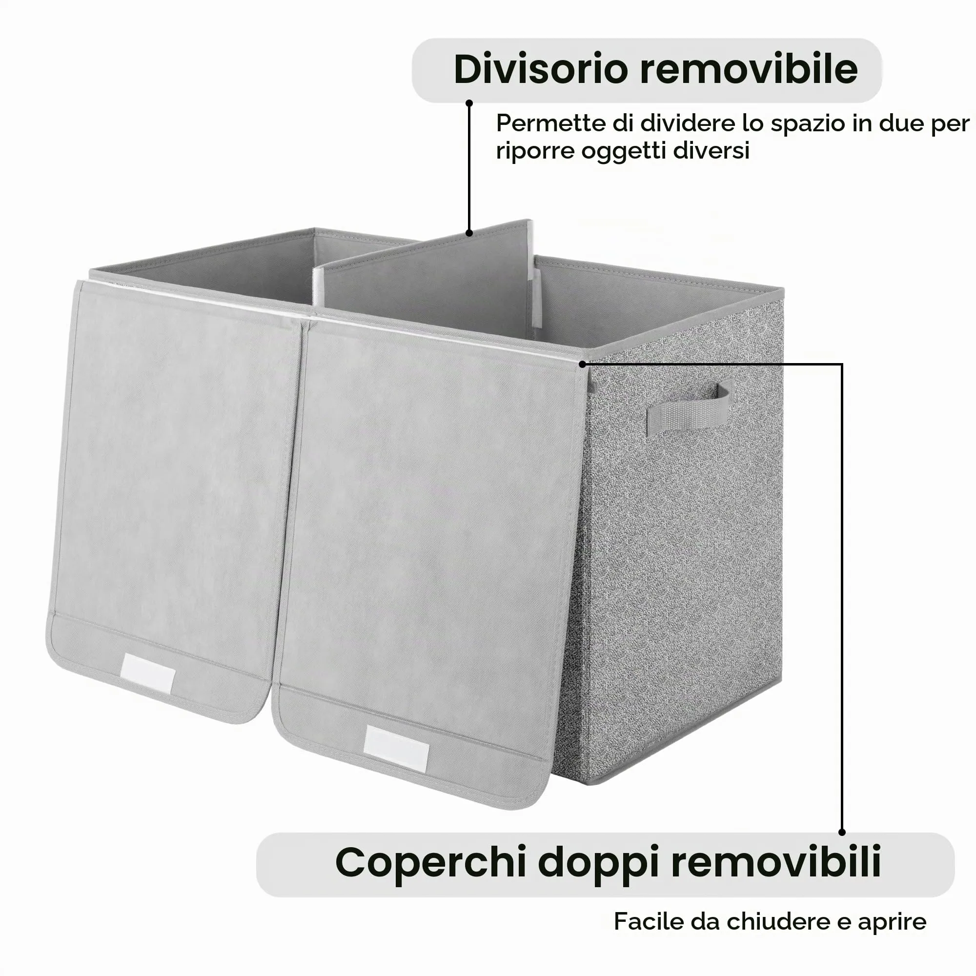 GRANNY SAYS Scatola Porta Giochi con Coperchio e Divisorio, XL, Grigio - immagine 5