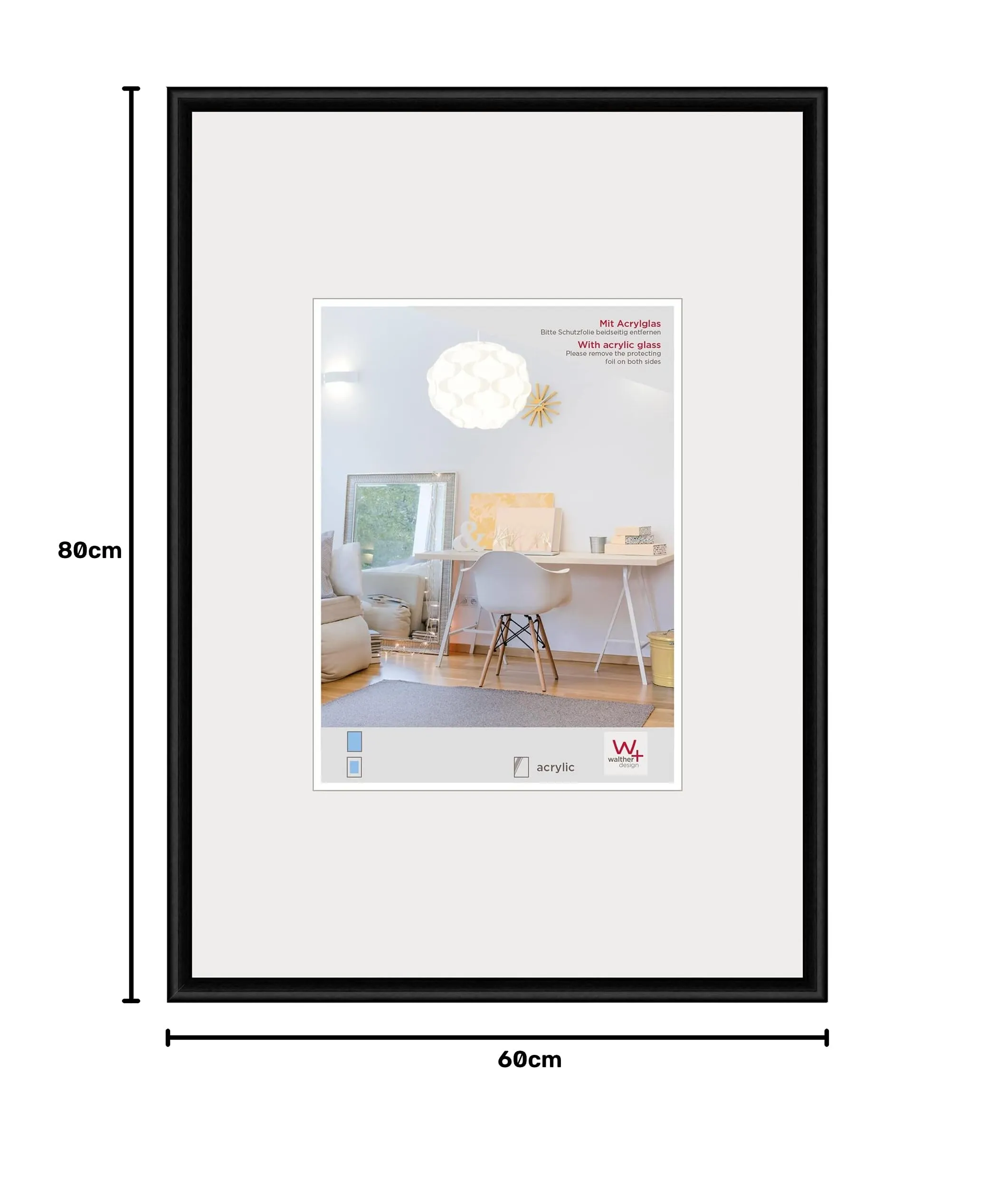 walther design New Lifestyle Cornice per foto nera 60 x 80 cm KVX080B - immagine 6