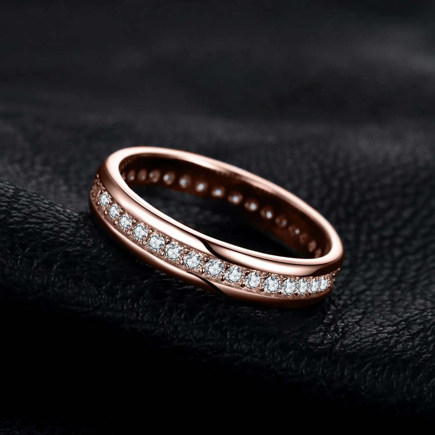 JewelryPalace Anelli Donna Argento 925 e Oro Rosa con Zirconi, Set Fedine Eternità, Taglia 17 - immagine 3