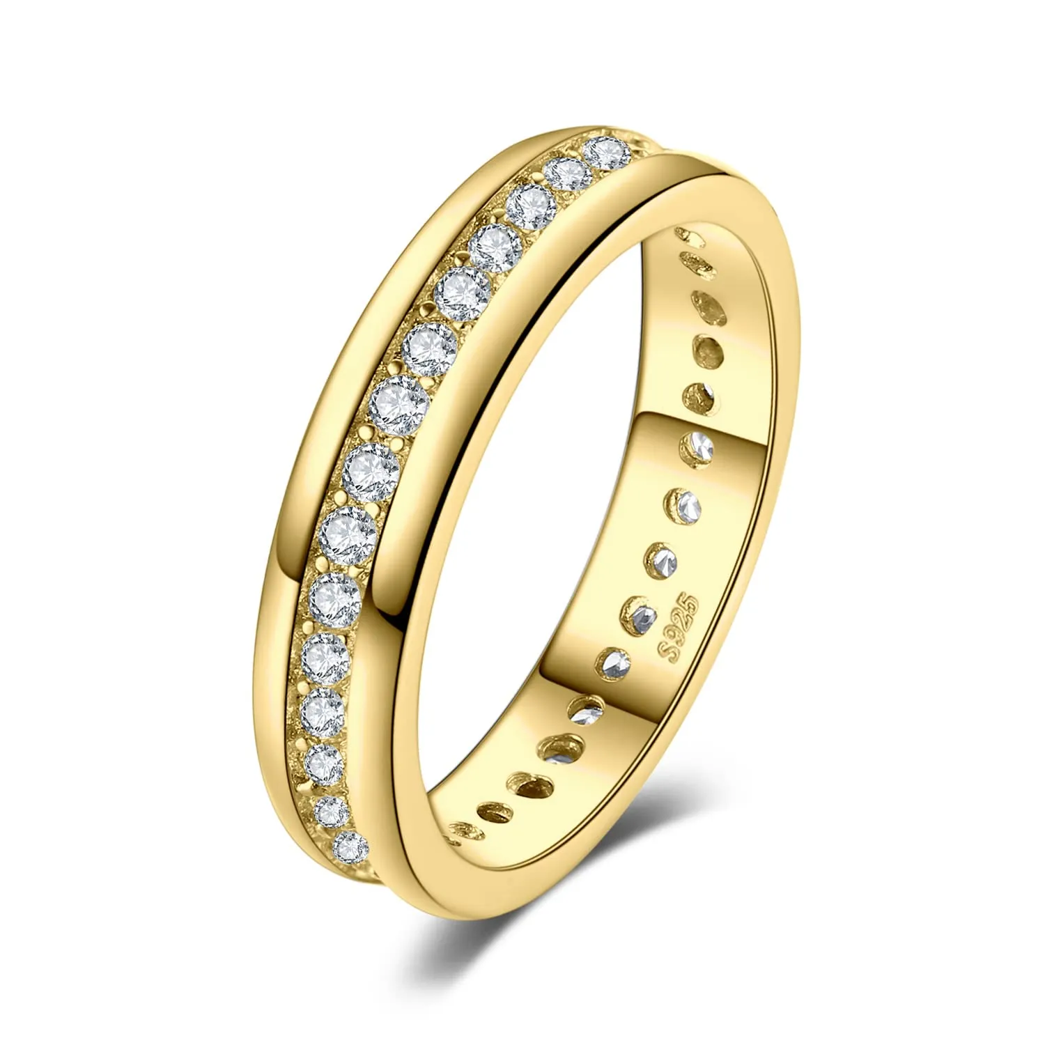 JewelryPalace Anello Donna Argento 925 e Oro con Zirconi, Taglia 16 - immagine 1