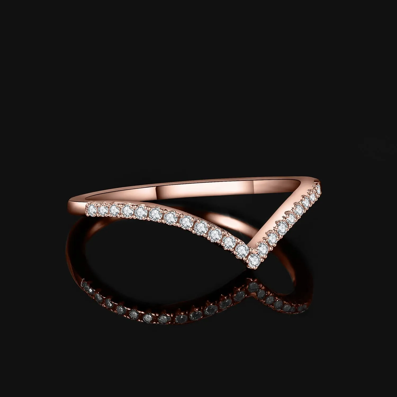 JewelryPalace Half Eternity Anello in Argento 925 con Moissanite Taglio Rotondo, Fede Nuziale Oro Rosa, Taglia 11.5 - immagine 3