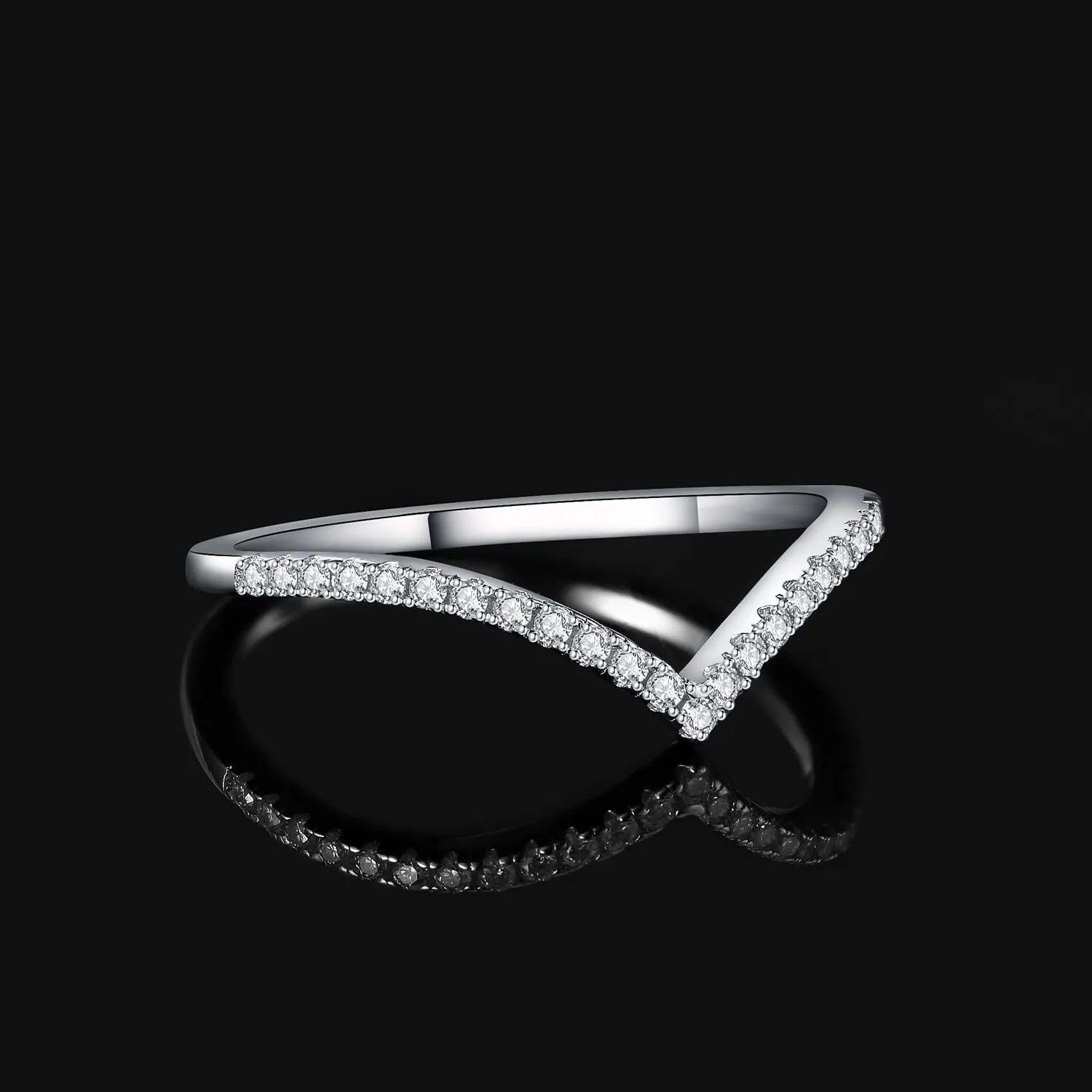 JewelryPalace Anello a V Donna in Argento 925 con Zirconia Cubica, Half Eternity, Taglia 8 - immagine 3