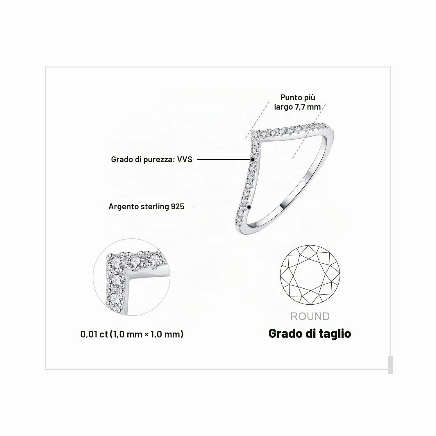 JewelryPalace Anello Half Eternity in Argento 925 con Zirconia Cubica, Taglio Rotondo, Anello Impilabile Donna - immagine 2