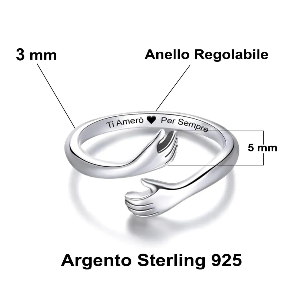 Bramart Anello da Donna in Argento Sterling 925 Ti Amerò per sempre, Regolabile - immagine 6
