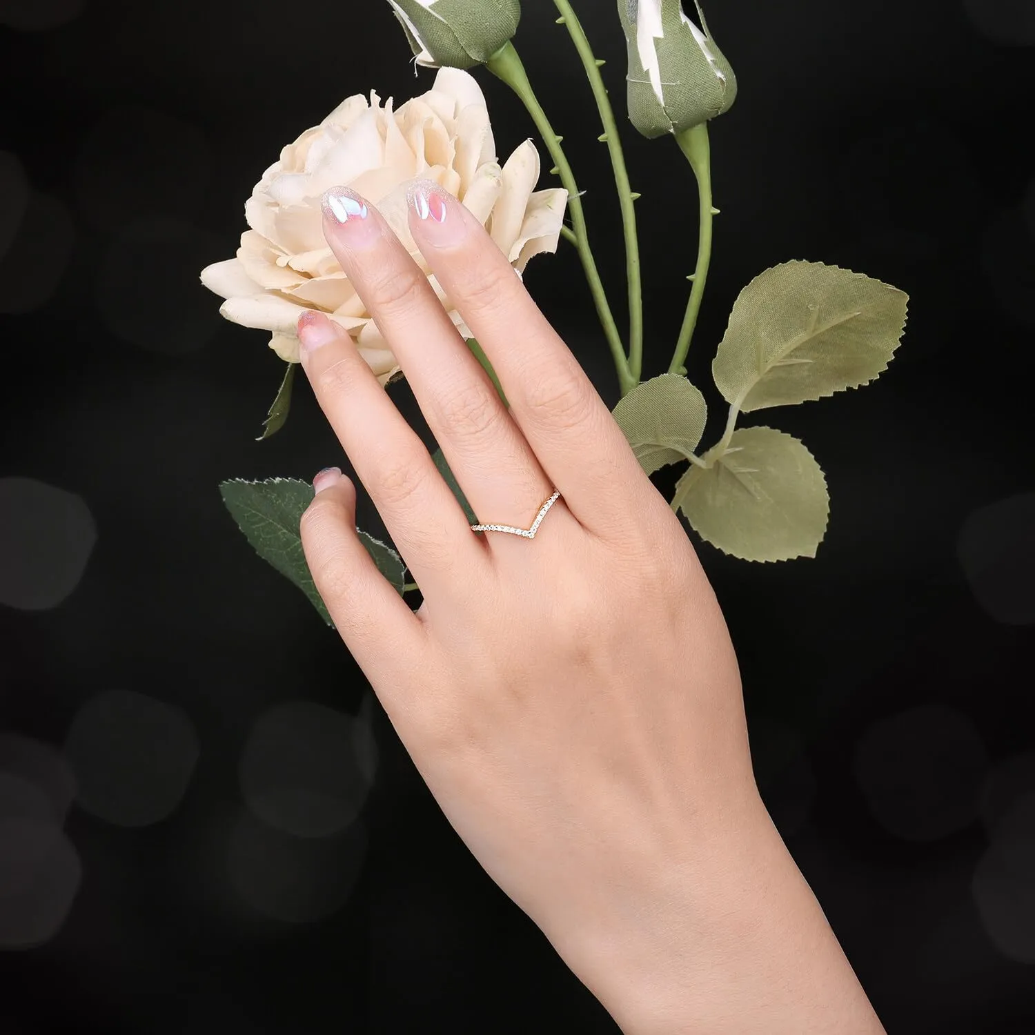 JewelryPalace Half Eternity Anello a V Donna Argento 925 con Cubica Zirconia, Taglio Rotondo, Misura 11.5 - immagine 5