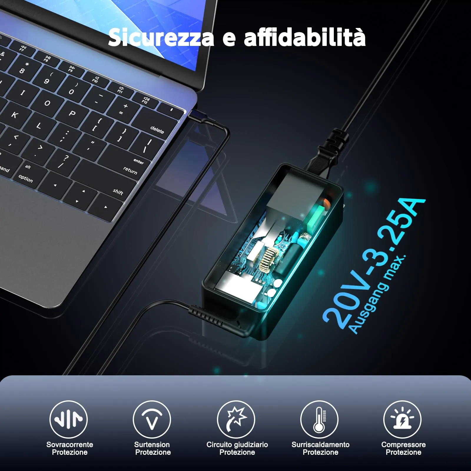 Etssembo Caricatore USB-C 65W per Lenovo ThinkPad X1 Carbon, T14, T15, T480, T490, T590, T580, E480, E490, E580, E590, E595, Yoga C740, 720, 730, 910 - immagine 5