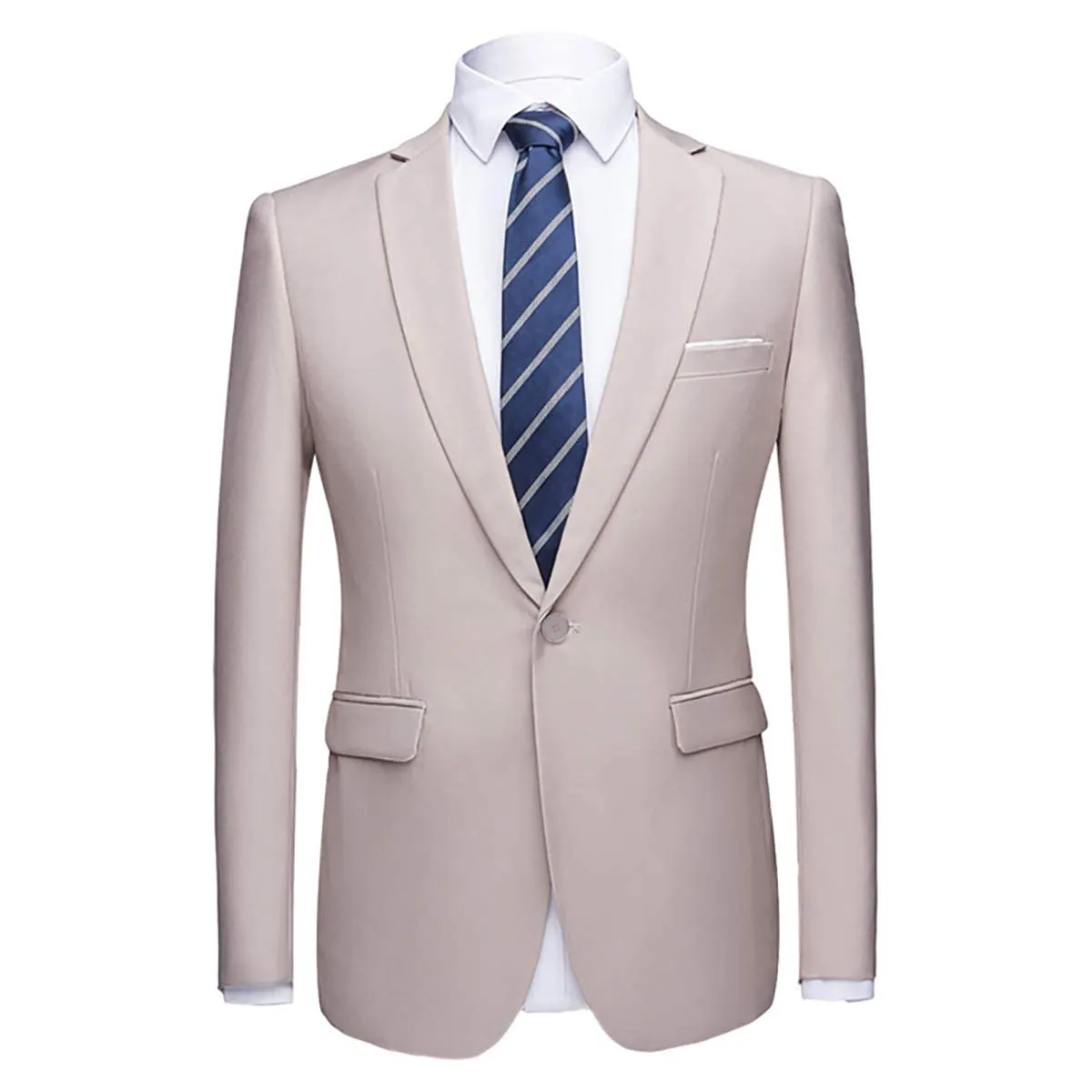 YOUTHUP Abito Uomo 3 Pezzi Slim Fit Blazer, Panciotto e Pantaloni - Beige - immagine 2