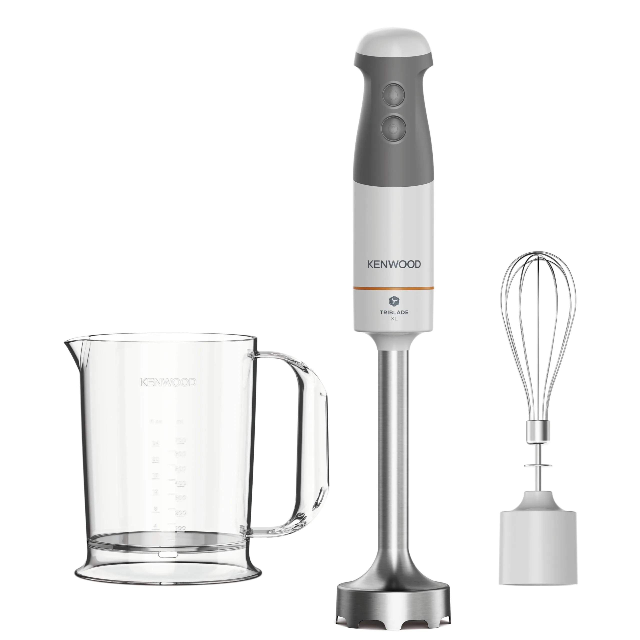 Kenwood Triblade XL HBM40.002WH Frullatore ad Immersione, Asta XL in Acciaio Removibile, Frusta e Bicchiere Graduato 0,75L, 850W, Bianco - immagine 1
