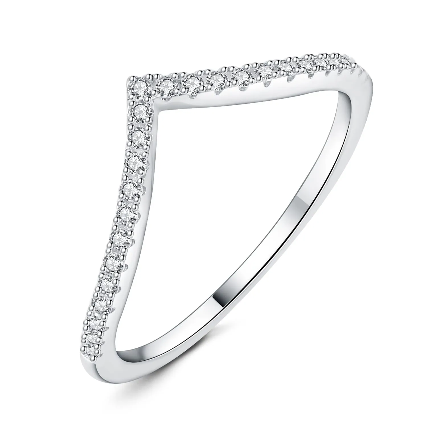 JewelryPalace Half Eternity Anello a V Donna Placcato Oro Bianco 14K con Cubica Zirconia, Taglia 11.5 - immagine 1
