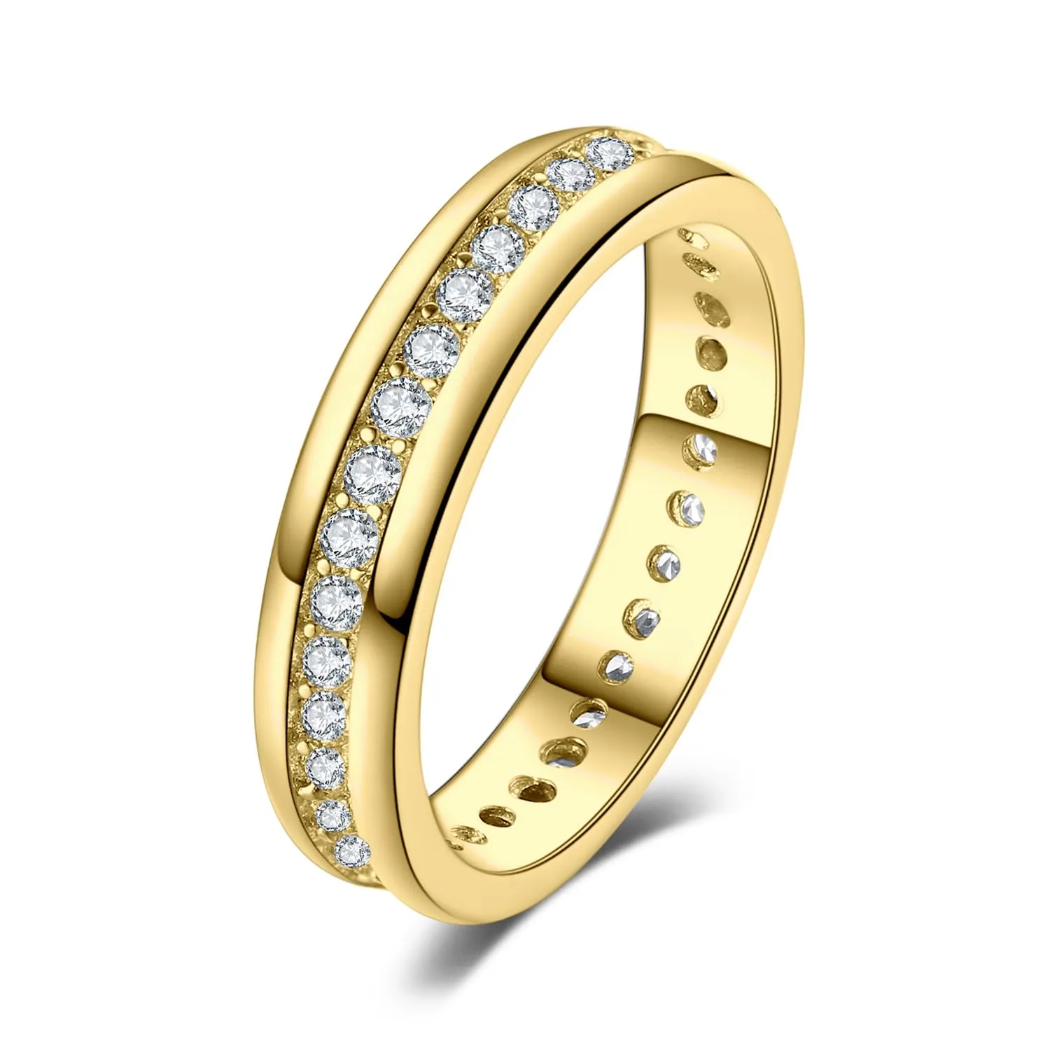 JewelryPalace Anelli Donna placcato oro giallo 14K con Zirconi, Set Fedine Eternità Canale, Misura 10.5 - immagine 1
