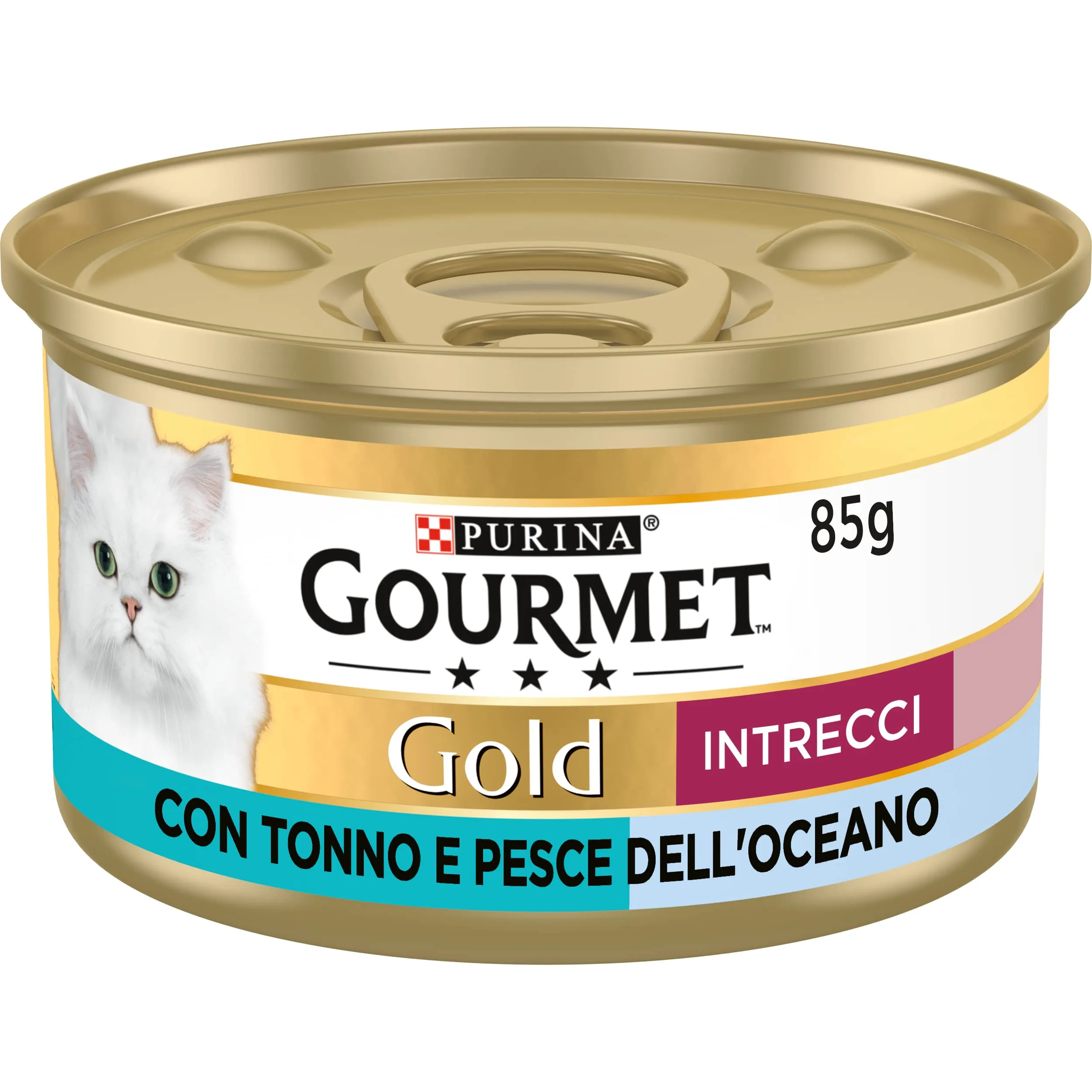 Gourmet Gold Intrecci di Gusto Cibo Umido per Gatti Adulti Tonno e Pesce dell'Oceano, 24 Lattine da 85g - immagine 2