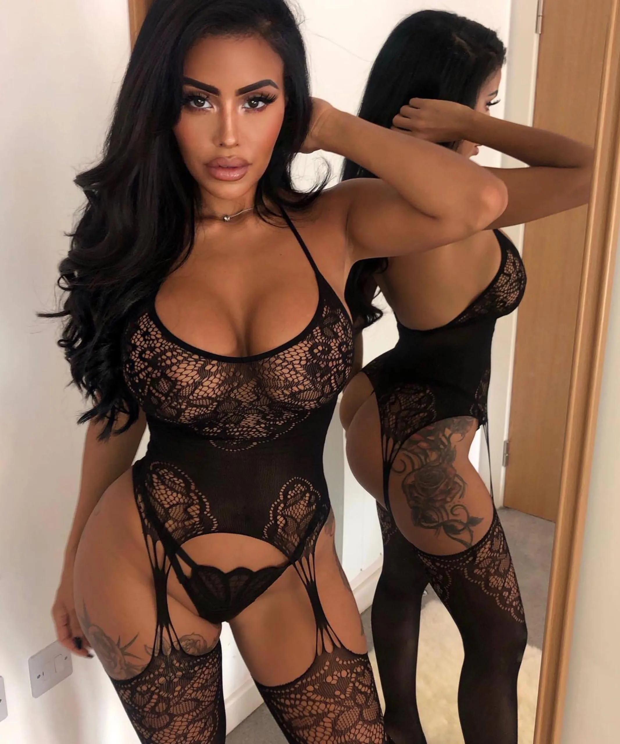 Buitifo Donna Fishnet Bodystocking Pigiama, Nero, Taglia Unica - immagine 2