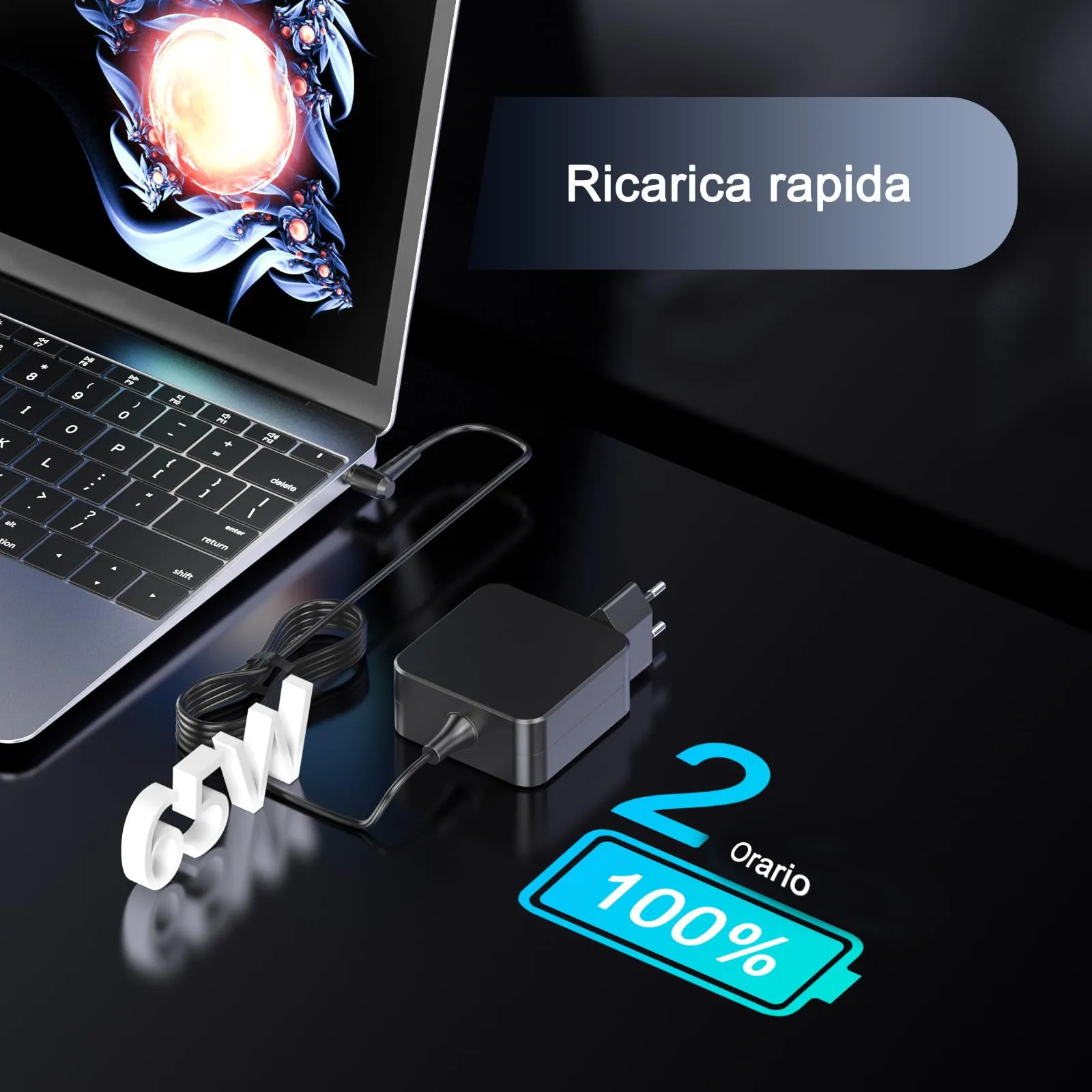 Etssembo Caricatore 65W per Lenovo IdeaPad 3 5, 20V 3.25A, 4.0x1.7mm - immagine 6