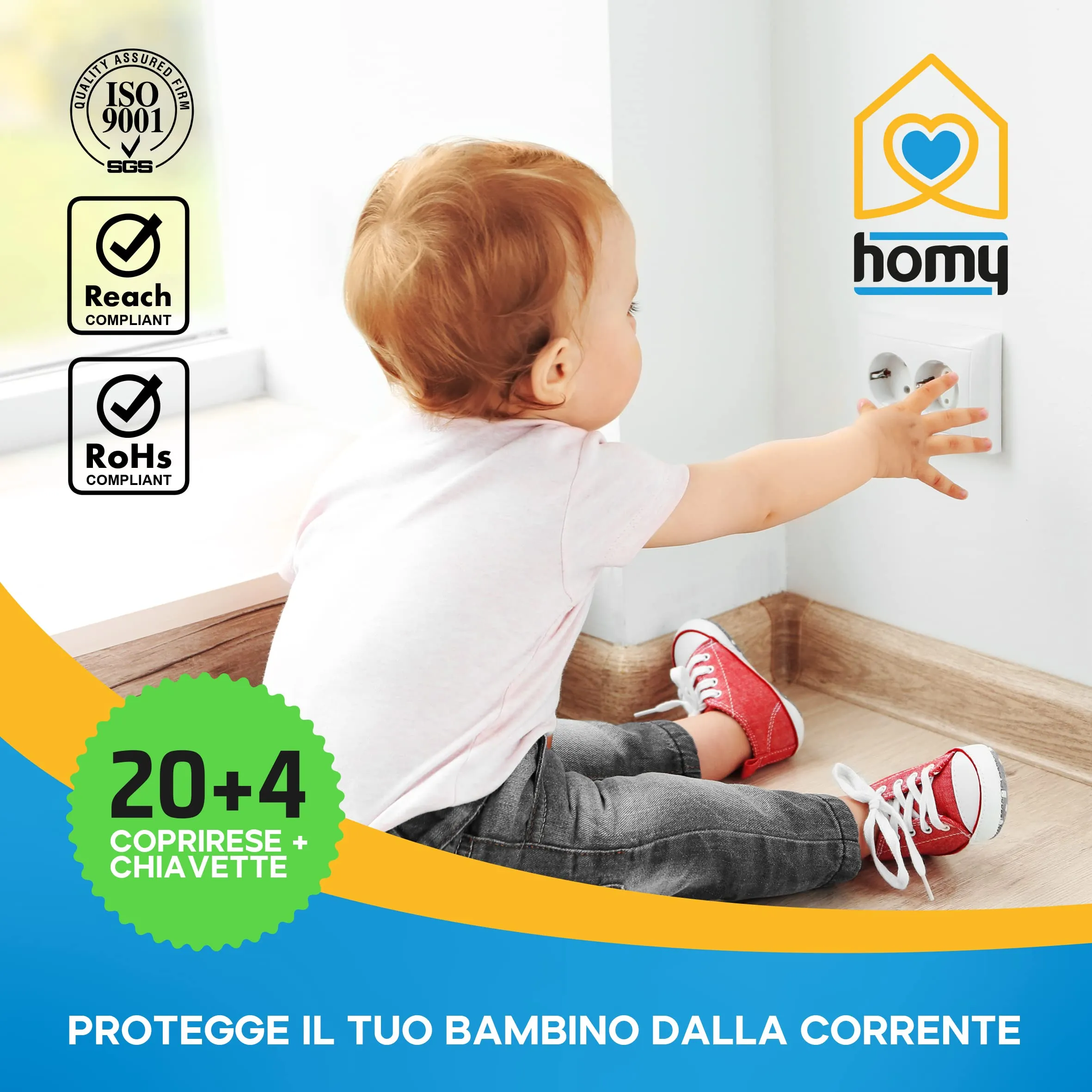 Homy Kit 20 Copriprese di Sicurezza per Bambini, Italiane Universali e Schuko (Nero) - immagine 2