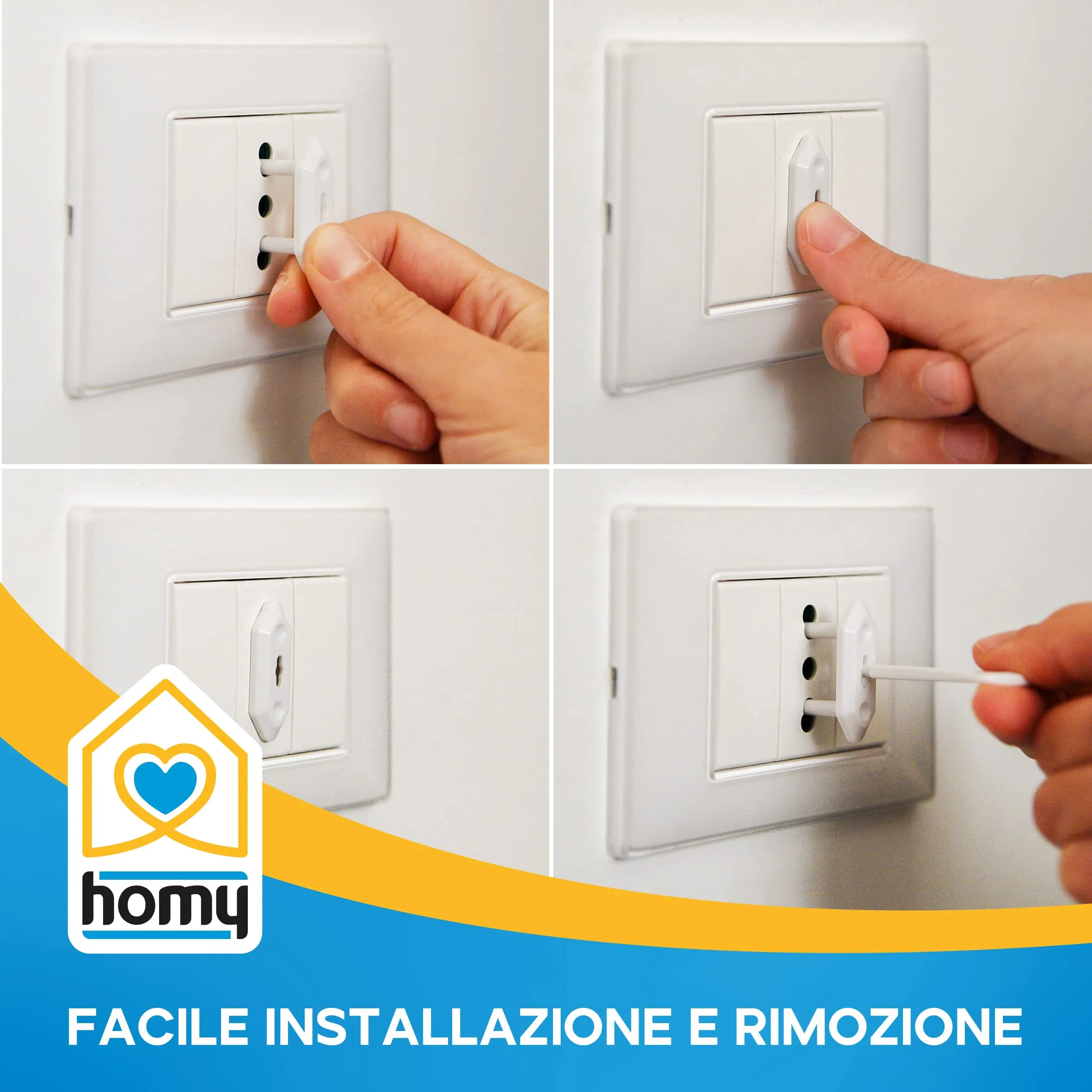 Homy Kit 20 Copriprese di Sicurezza per Bambini, Italiane Universali e Schuko (Nero) - immagine 3