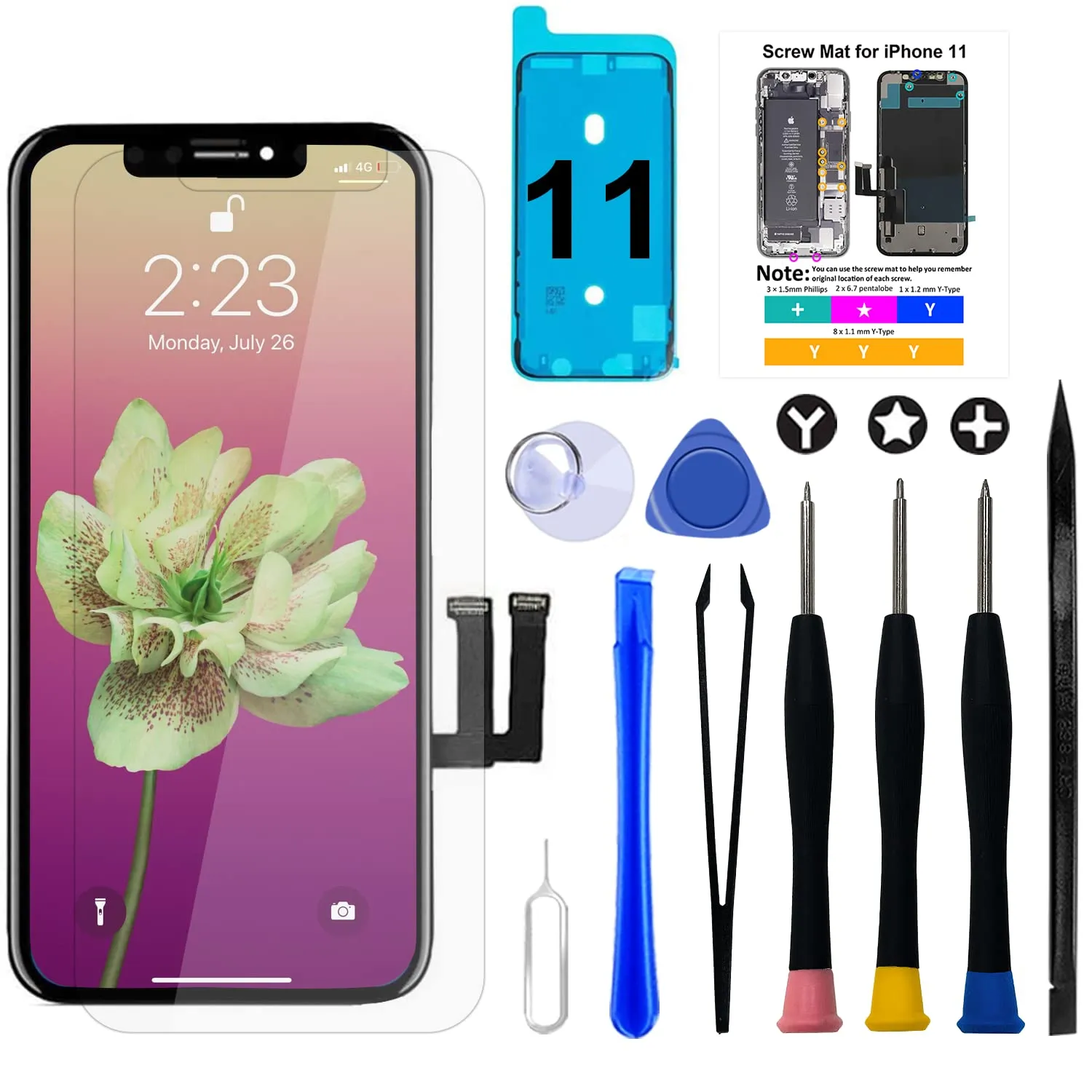 Brinonac Display per iPhone 11 6,1" Schermo LCD FHD COF Kit Sostituzione Digitizer - immagine 1