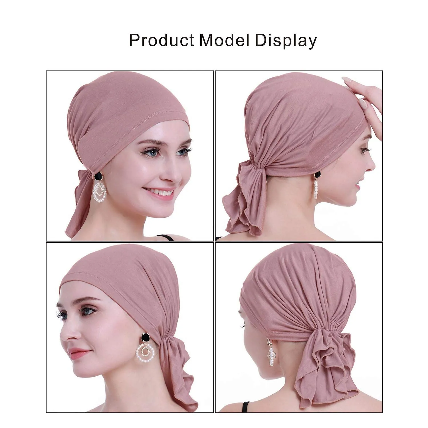 osvyo Copricapo in bambù per chemioterapia da donna, Bamboo Light Albicot Blush, Taglia unica - immagine 2