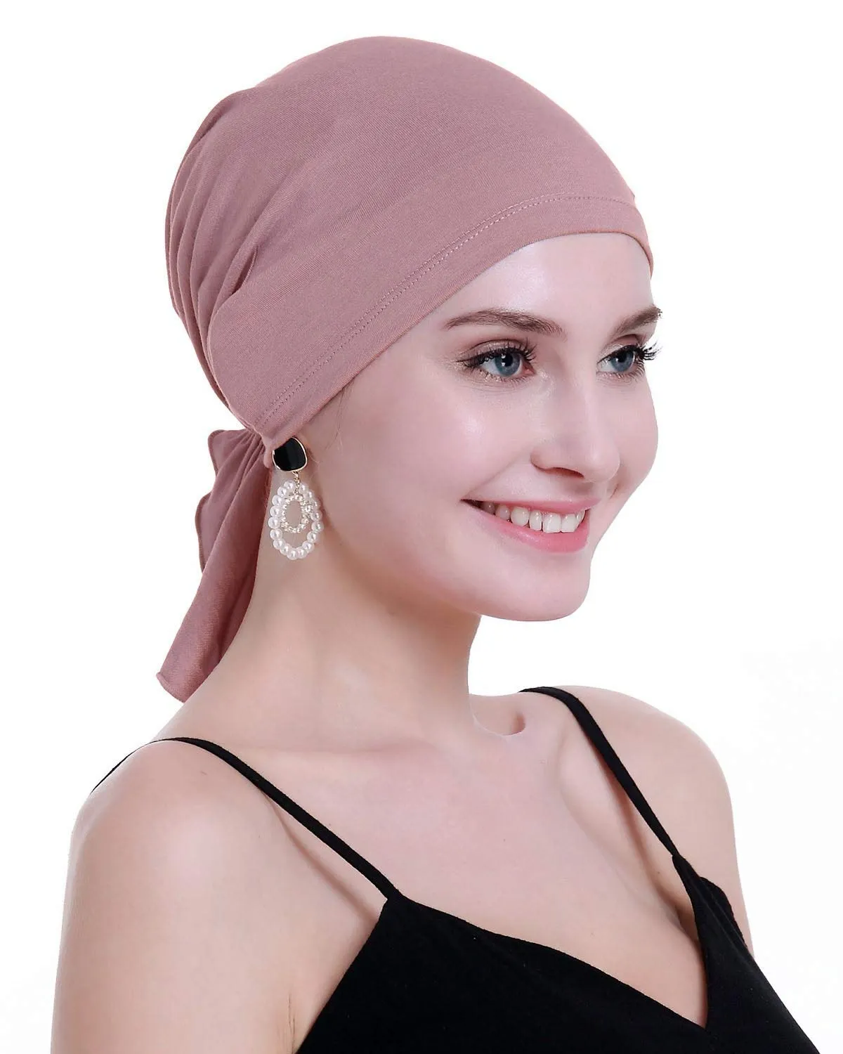 osvyo Copricapo in bambù per chemioterapia da donna, Bamboo Light Albicot Blush, Taglia unica - immagine 5