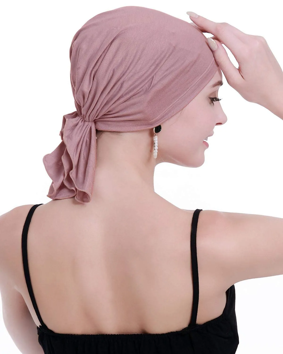 osvyo Copricapo in bambù per chemioterapia da donna, Bamboo Light Albicot Blush, Taglia unica - immagine 6