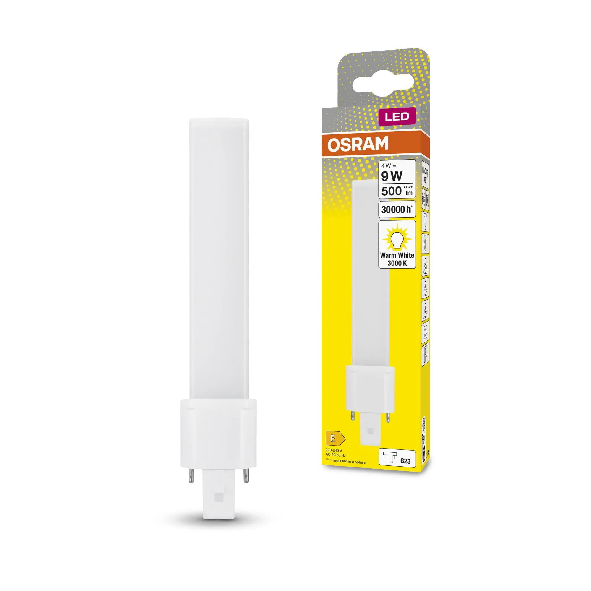 Osram Dulux S9 LED Lamp G23, 4W, 500lm, Warm White (3000K), 9W Replacement - immagine 1