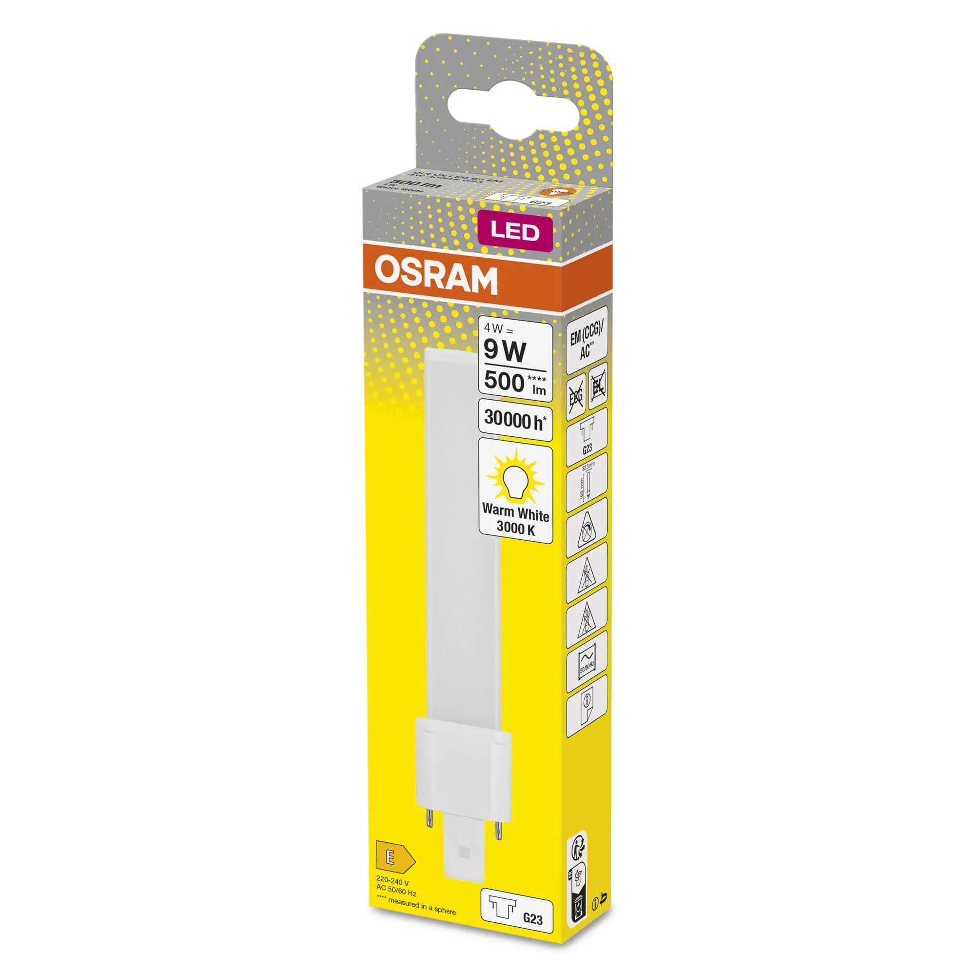 Osram Dulux S9 LED Lamp G23, 4W, 500lm, Warm White (3000K), 9W Replacement - immagine 5